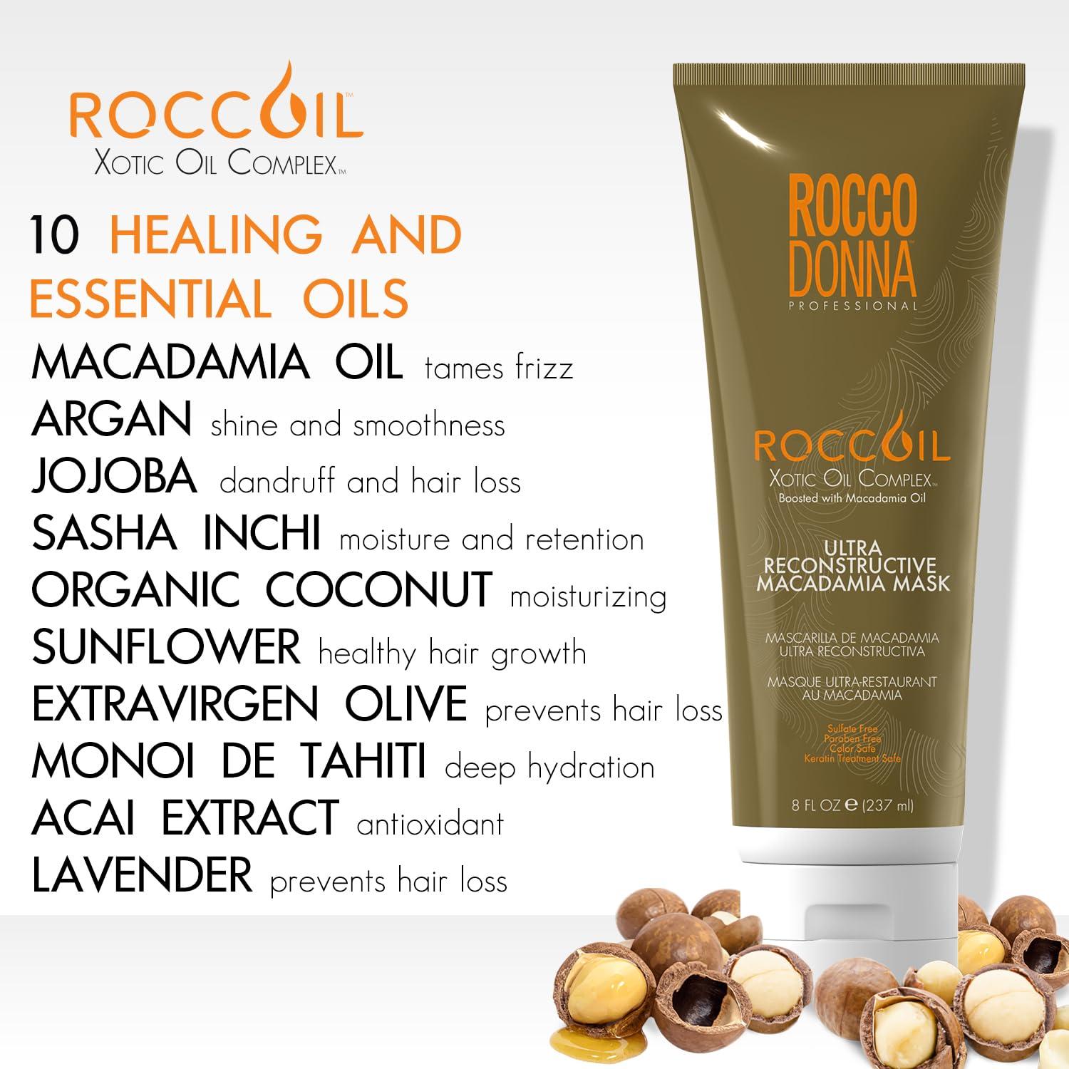 Rocco Donna Máscara Ultra Reconstrucción Macadamia 226.8 g - Cabello Seco y Dañado