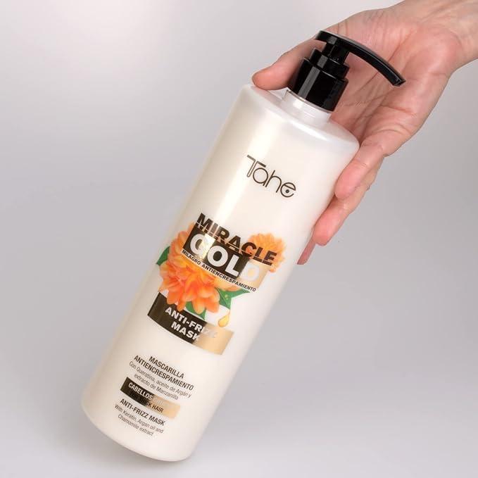 Kit Control de Frizz Tahe Miracle Gold - Champú 1000ml, Mascarilla 1000ml, Bruma Brillo 200ml