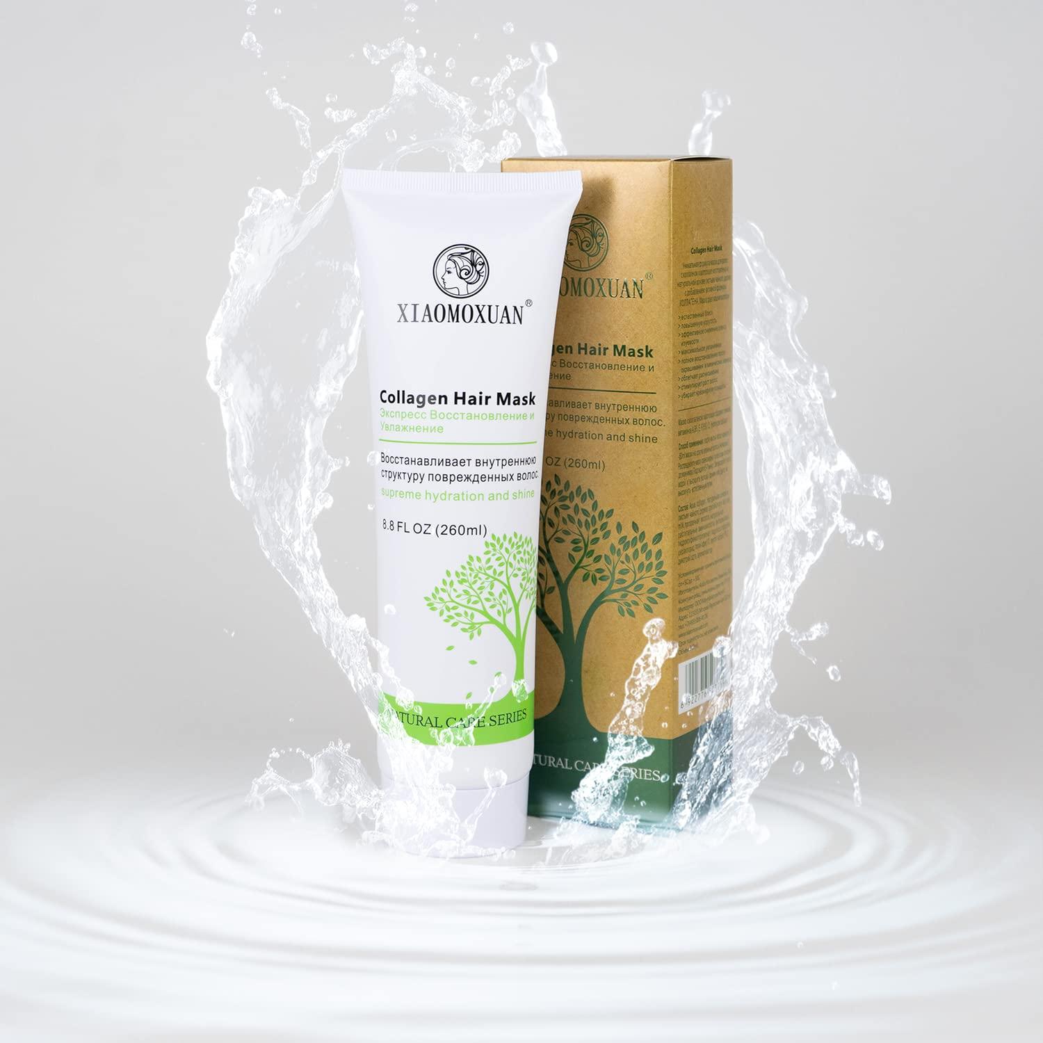 Mascarilla Hidratante de Colágeno Orgánico Xiaomoxuan 250ml - Para Cabello Seco y Dañado