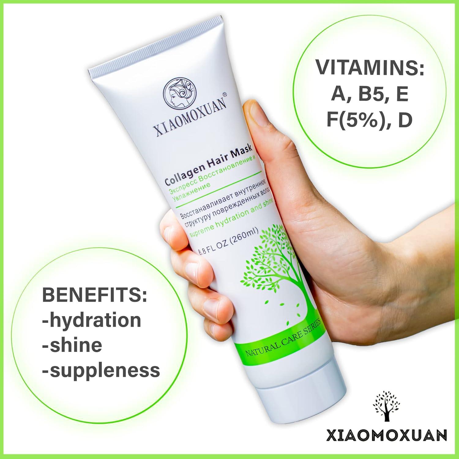 Mascarilla Hidratante de Colágeno Orgánico Xiaomoxuan 250ml - Para Cabello Seco y Dañado