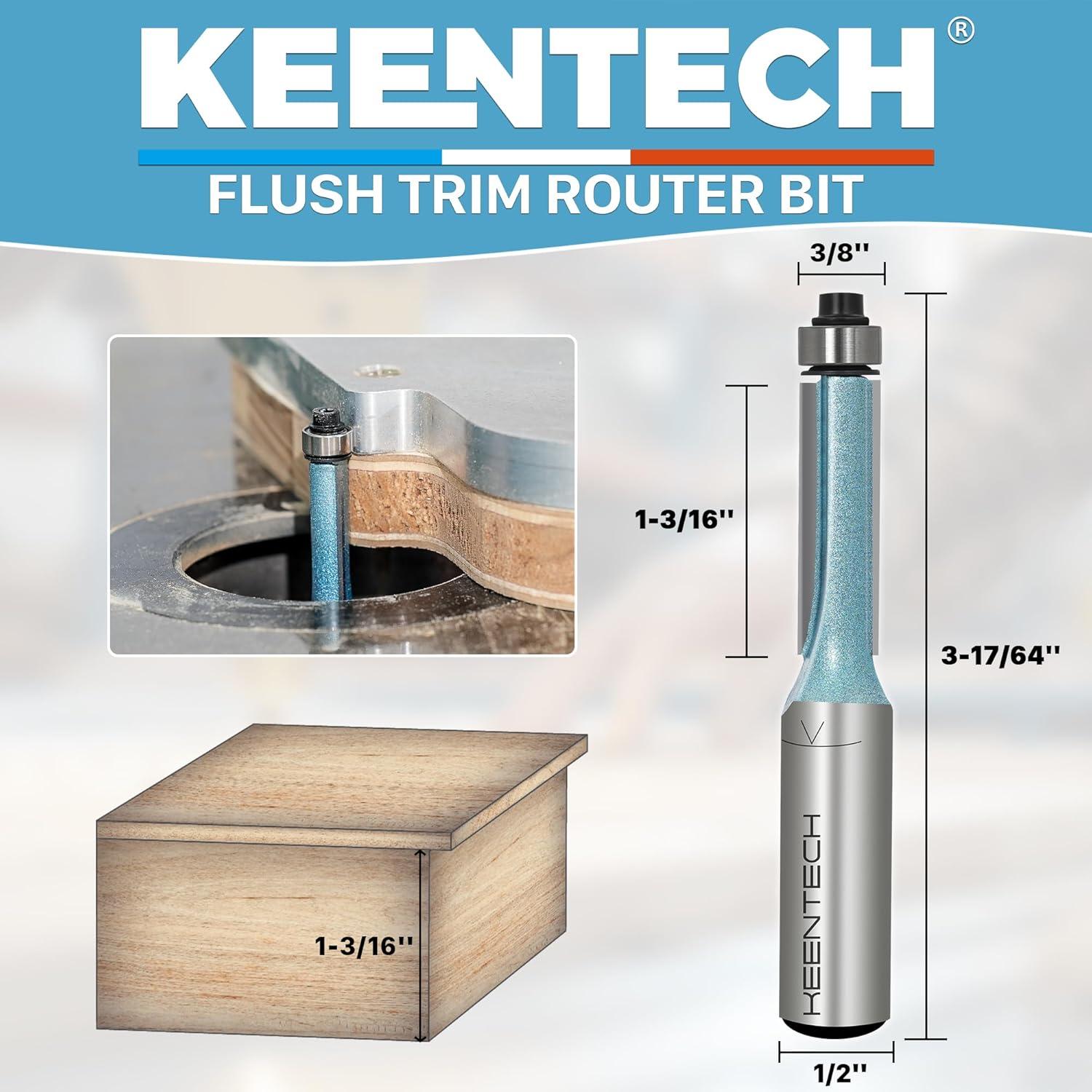 Broca de Router KEENTECH 3/8" Carburo Eje 1/2"