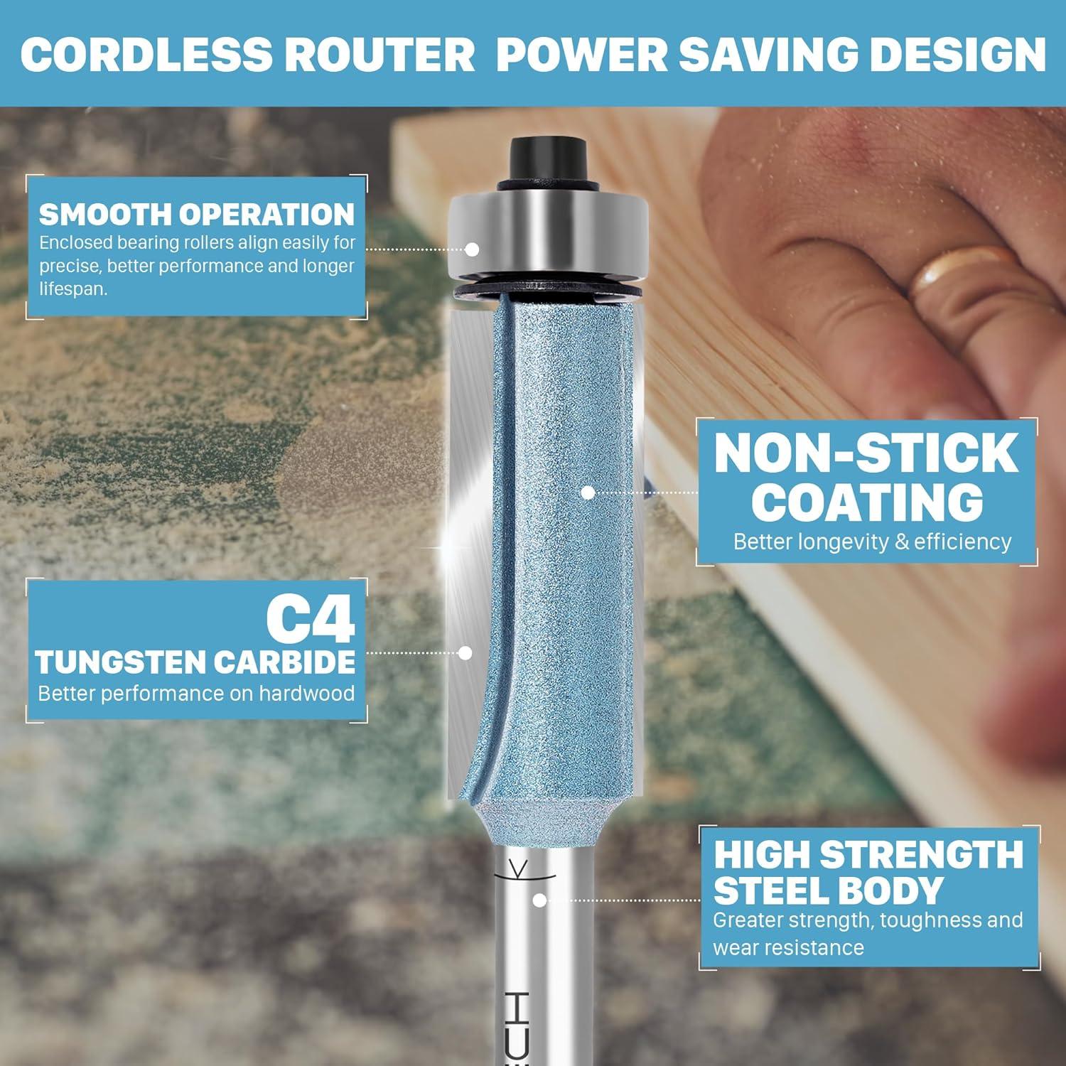 Broca de Router KEENTECH 3/8" Carburo Eje 1/2"