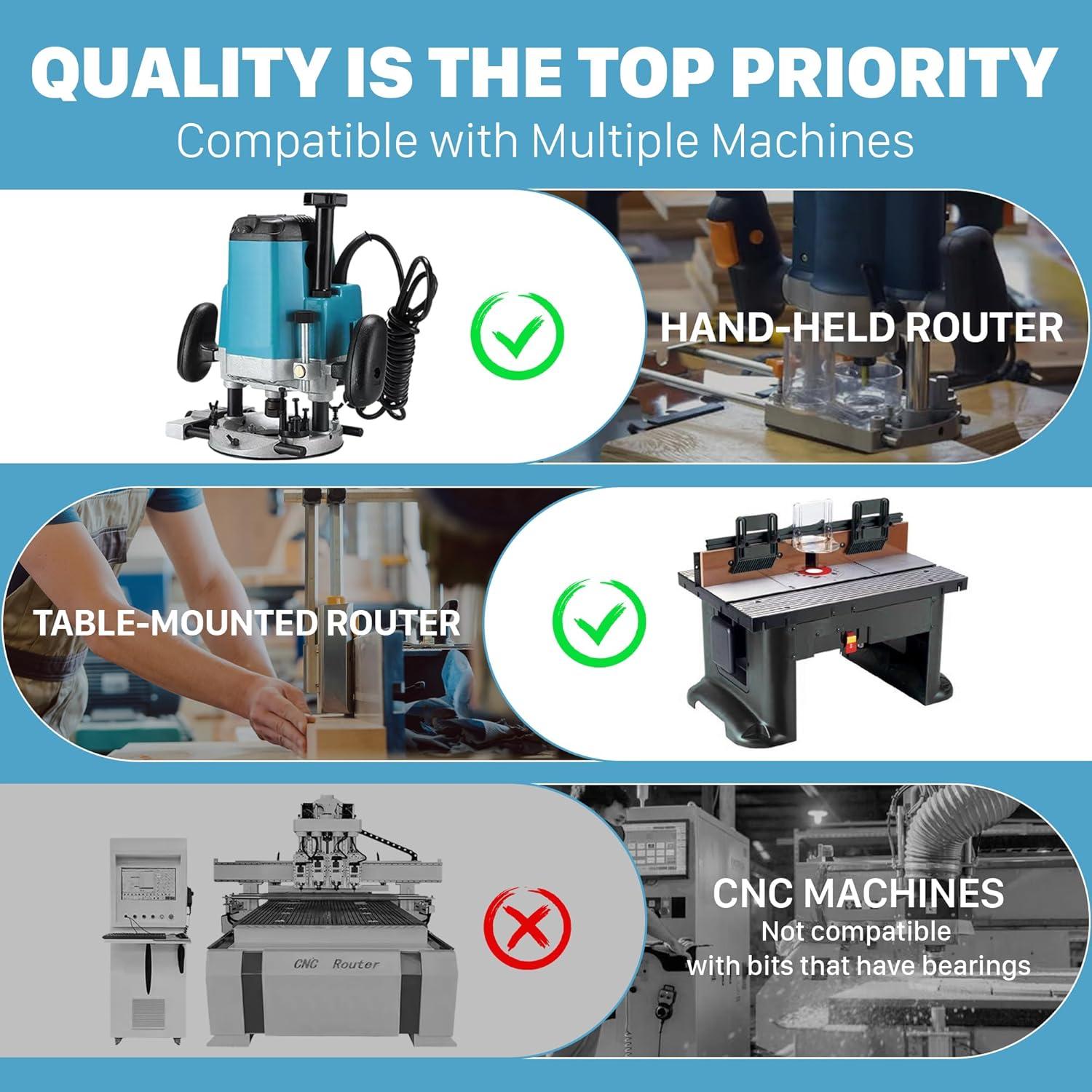 Broca de Router KEENTECH 3/8" Carburo Eje 1/2"