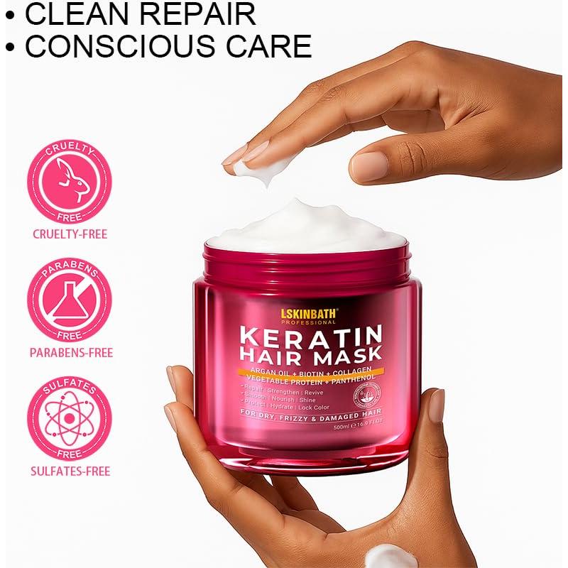 Mascarilla Reparadora de Queratina LSKINBATH 500ml - Acondicionador Profundo