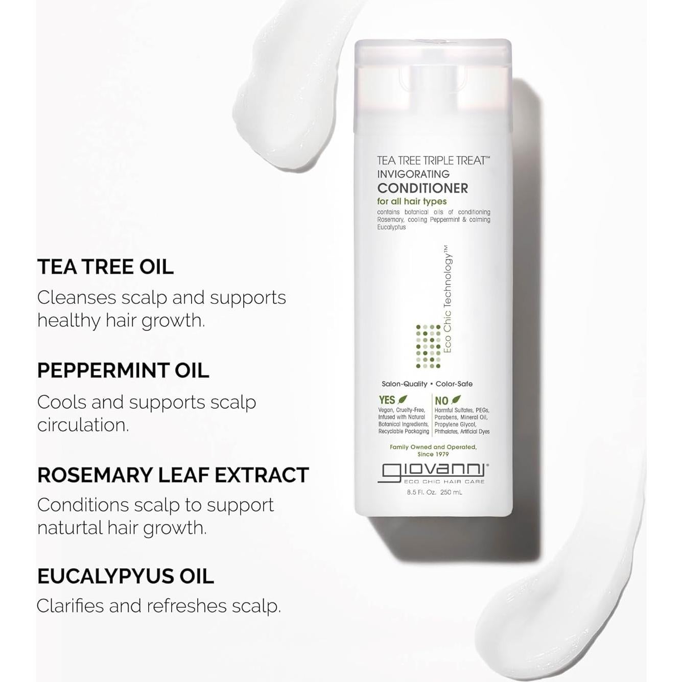 Acondicionador GIOVANNI Tea Tree Triple Treat 240 ml - Hidratante y Refrescante