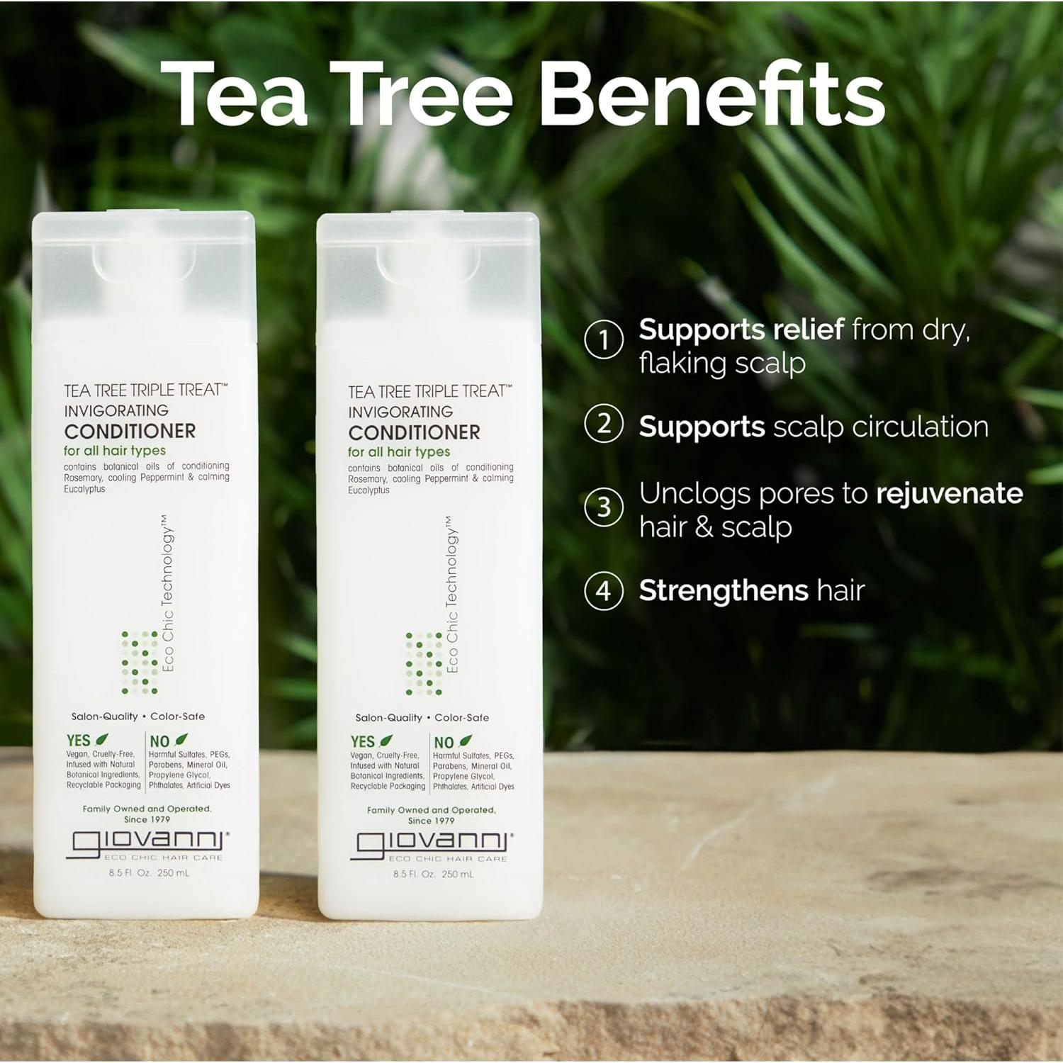 Acondicionador GIOVANNI Tea Tree Triple Treat 240 ml - Hidratante y Refrescante
