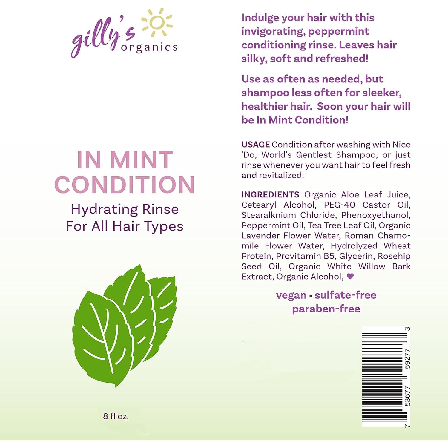 Acondicionador Orgánico Gilly 236.6 ml - Hidratante Aloe y Menta