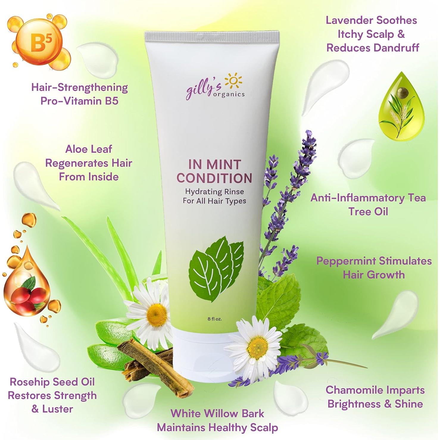 Acondicionador Orgánico Gilly 236.6 ml - Hidratante Aloe y Menta