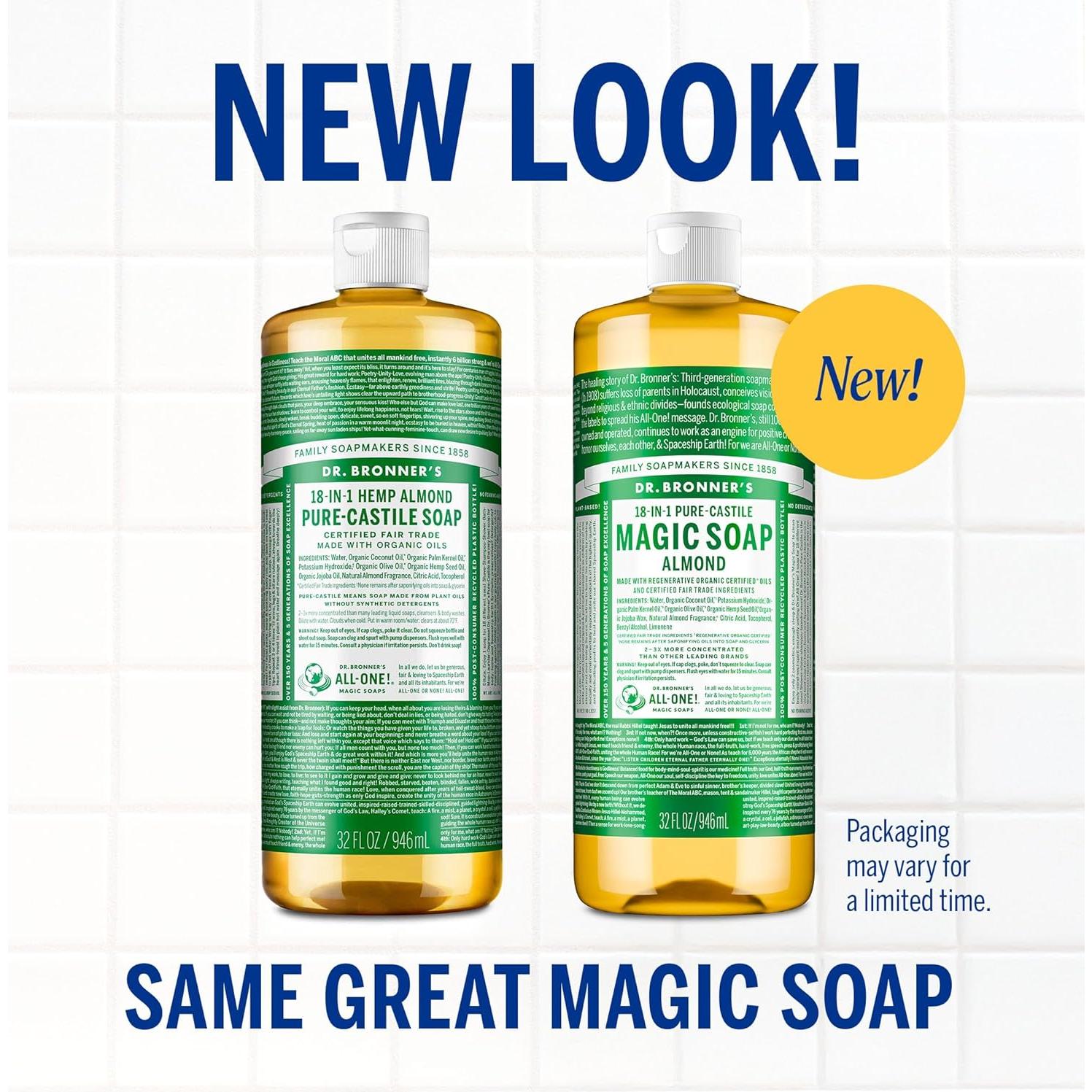 Jabón Líquido Mágico Puro-Castile Dr. Bronner's 32 oz x3