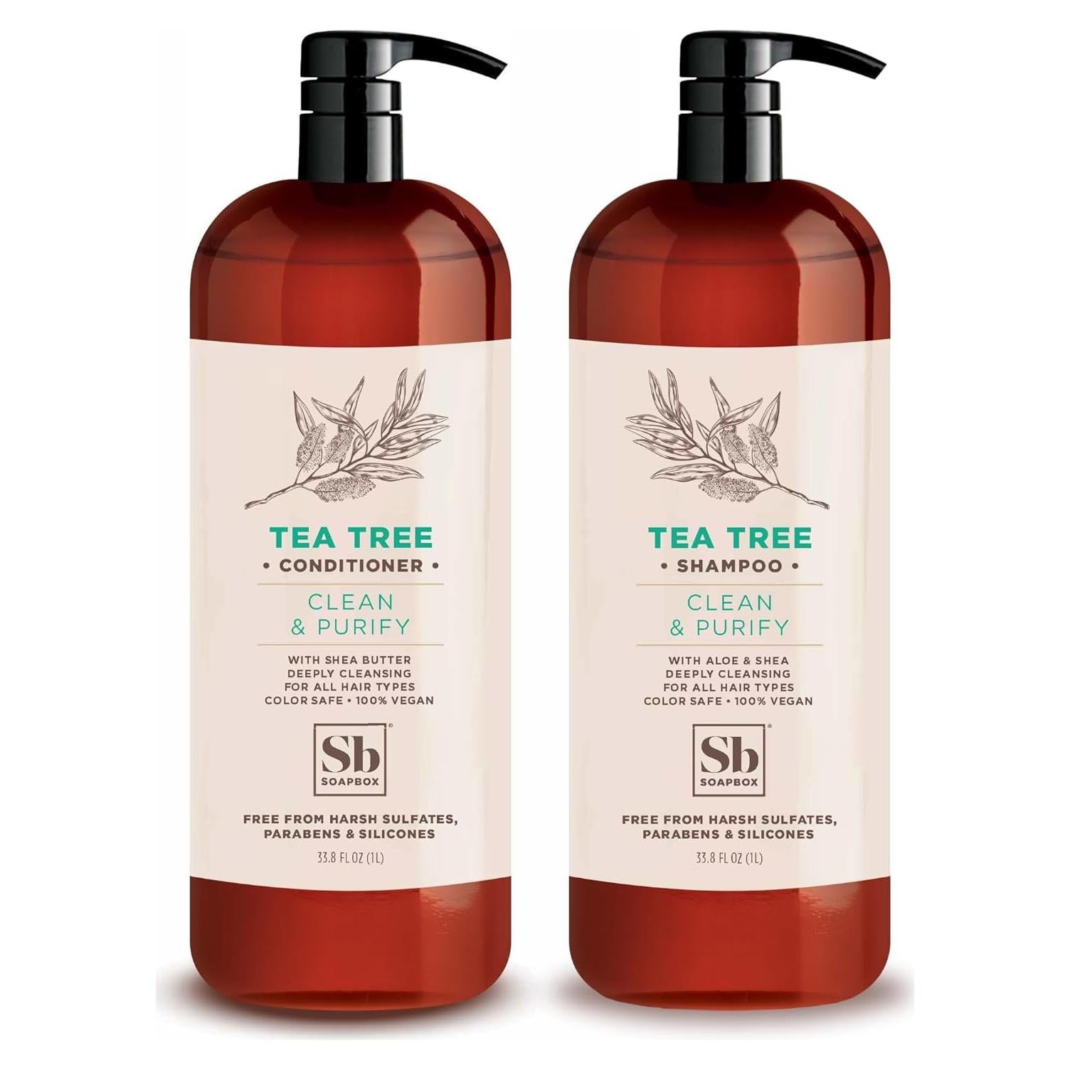 Champú y Acondicionador Tea Tree Soapbox 1L - Hidratante y Purificante