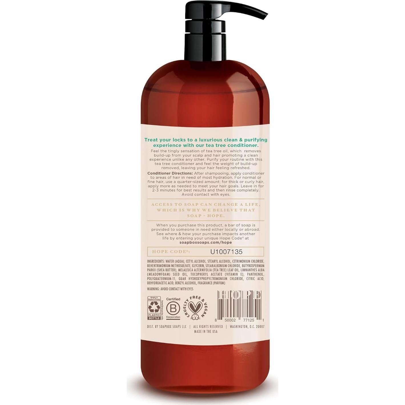 Champú y Acondicionador Tea Tree Soapbox 1L - Hidratante y Purificante