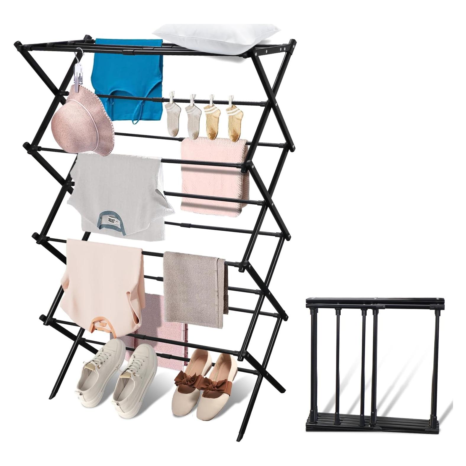 Estante Plegable para Secar Ropa HongzyFirm 4 Capas Acero