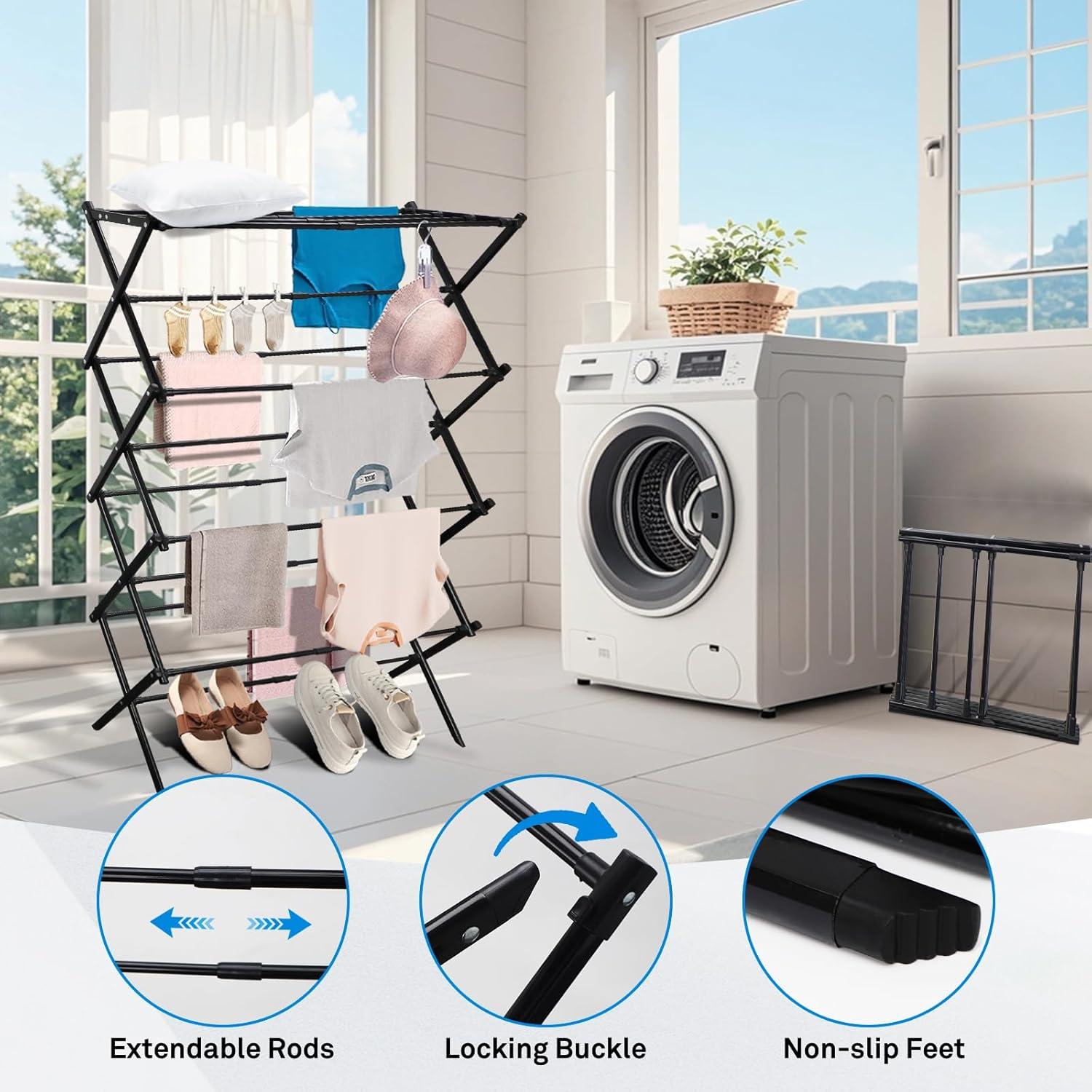 Estante Plegable para Secar Ropa HongzyFirm 4 Capas Acero