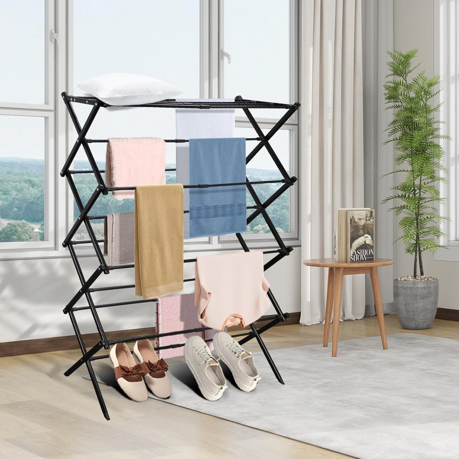 Estante Plegable para Secar Ropa HongzyFirm 4 Capas Acero