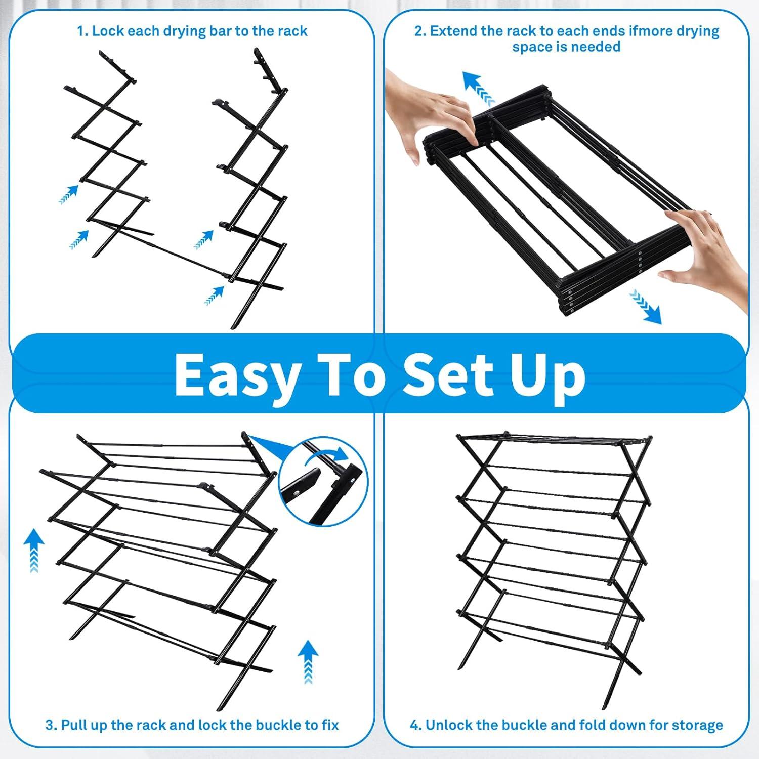 Estante Plegable para Secar Ropa HongzyFirm 4 Capas Acero