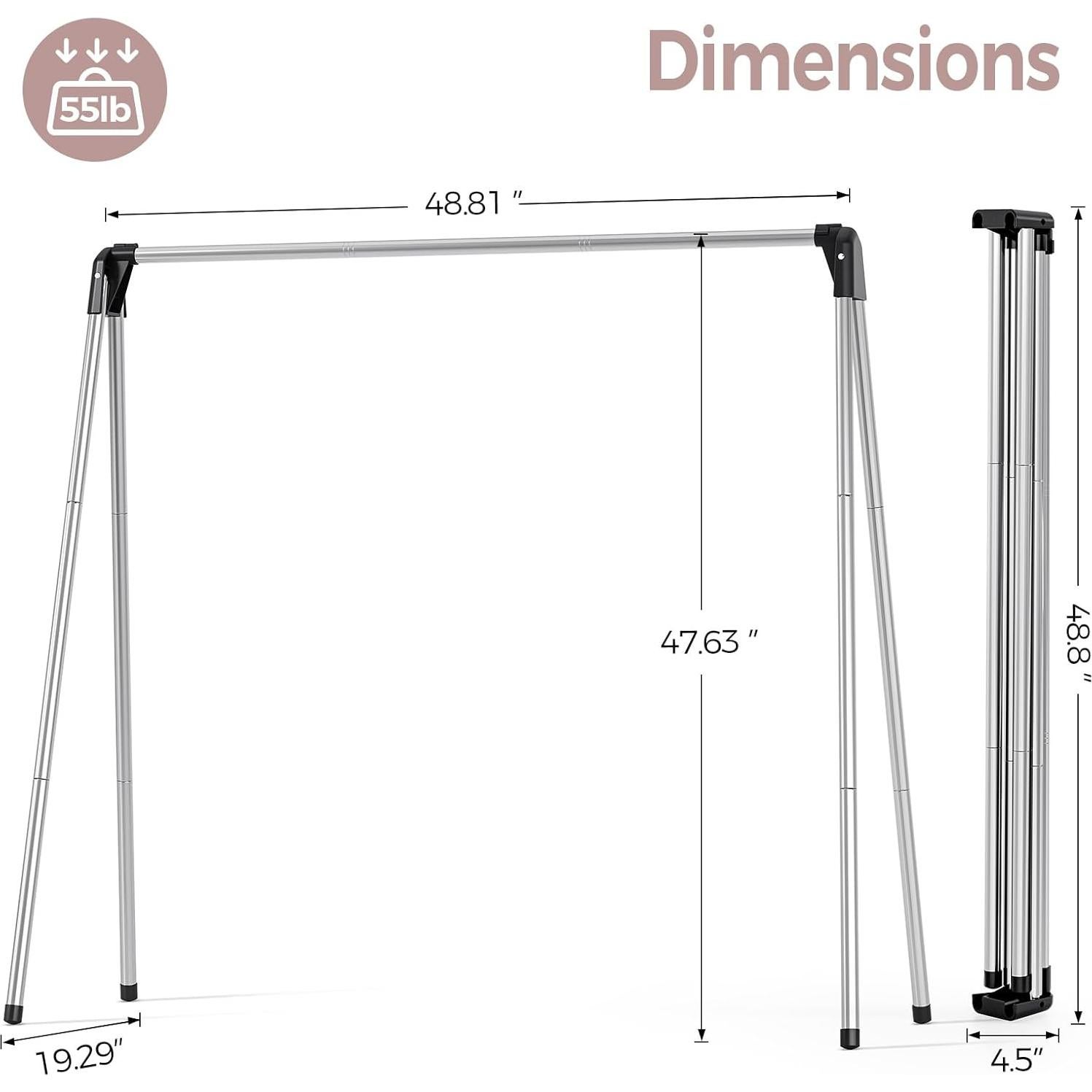 Estante Plegable para Secar Ropa TOOLF Acero Inoxidable 123.7 cm