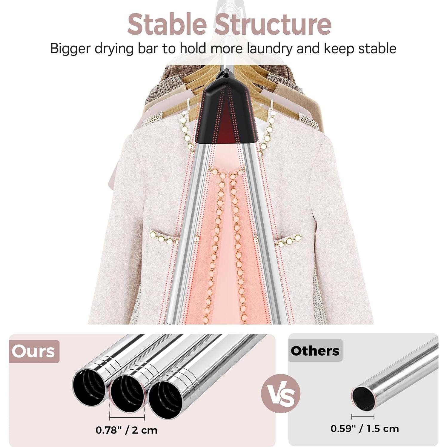 Estante Plegable para Secar Ropa TOOLF Acero Inoxidable 123.7 cm