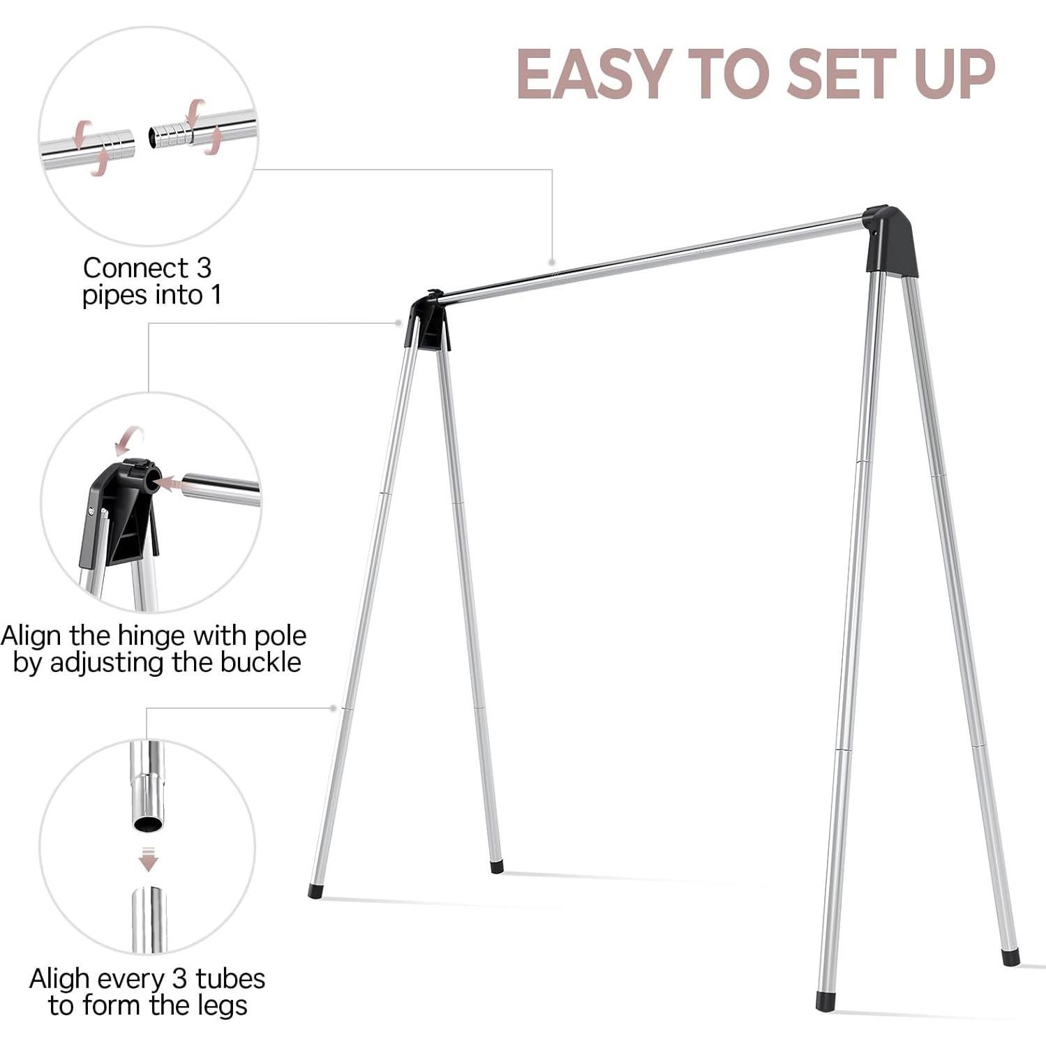 Estante Plegable para Secar Ropa TOOLF Acero Inoxidable 123.7 cm