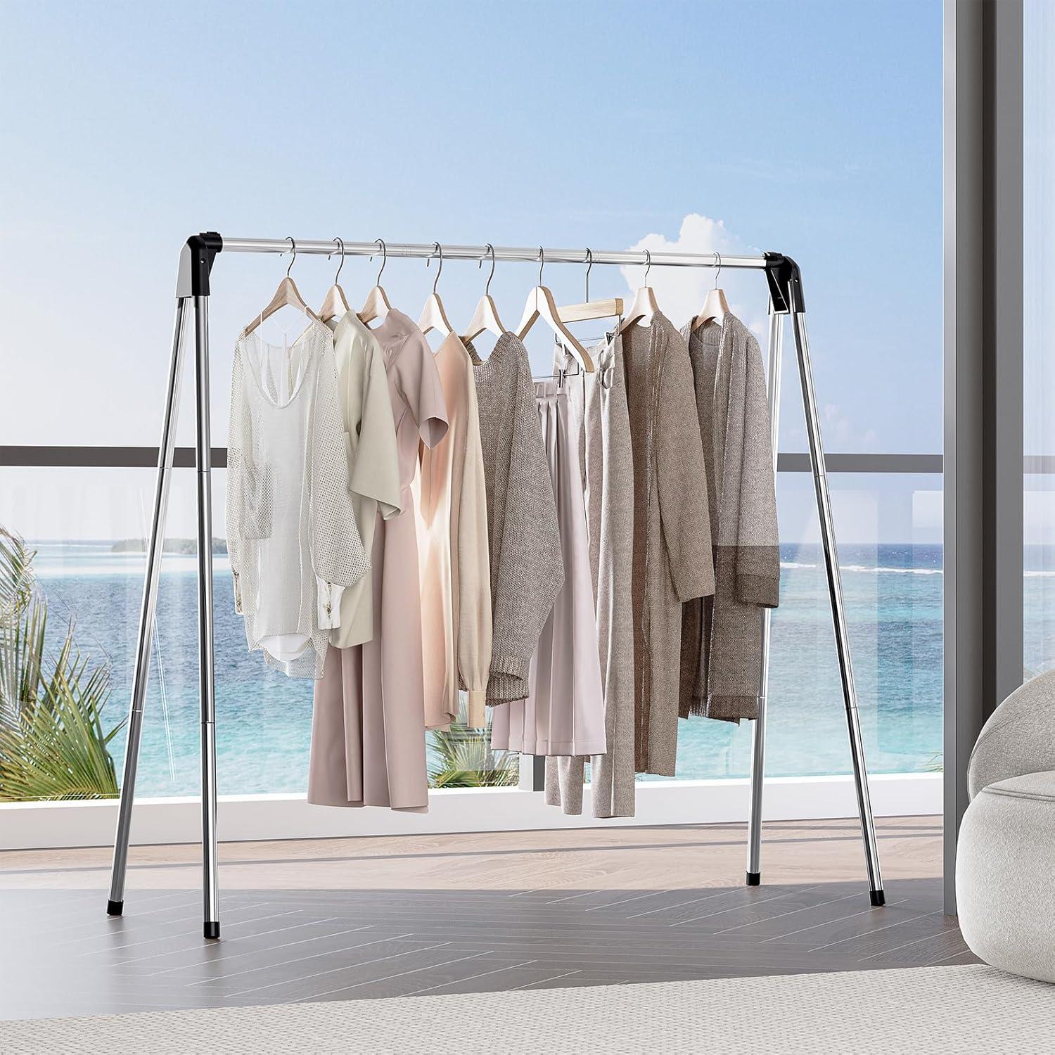 Estante Plegable para Secar Ropa TOOLF Acero Inoxidable 123.7 cm