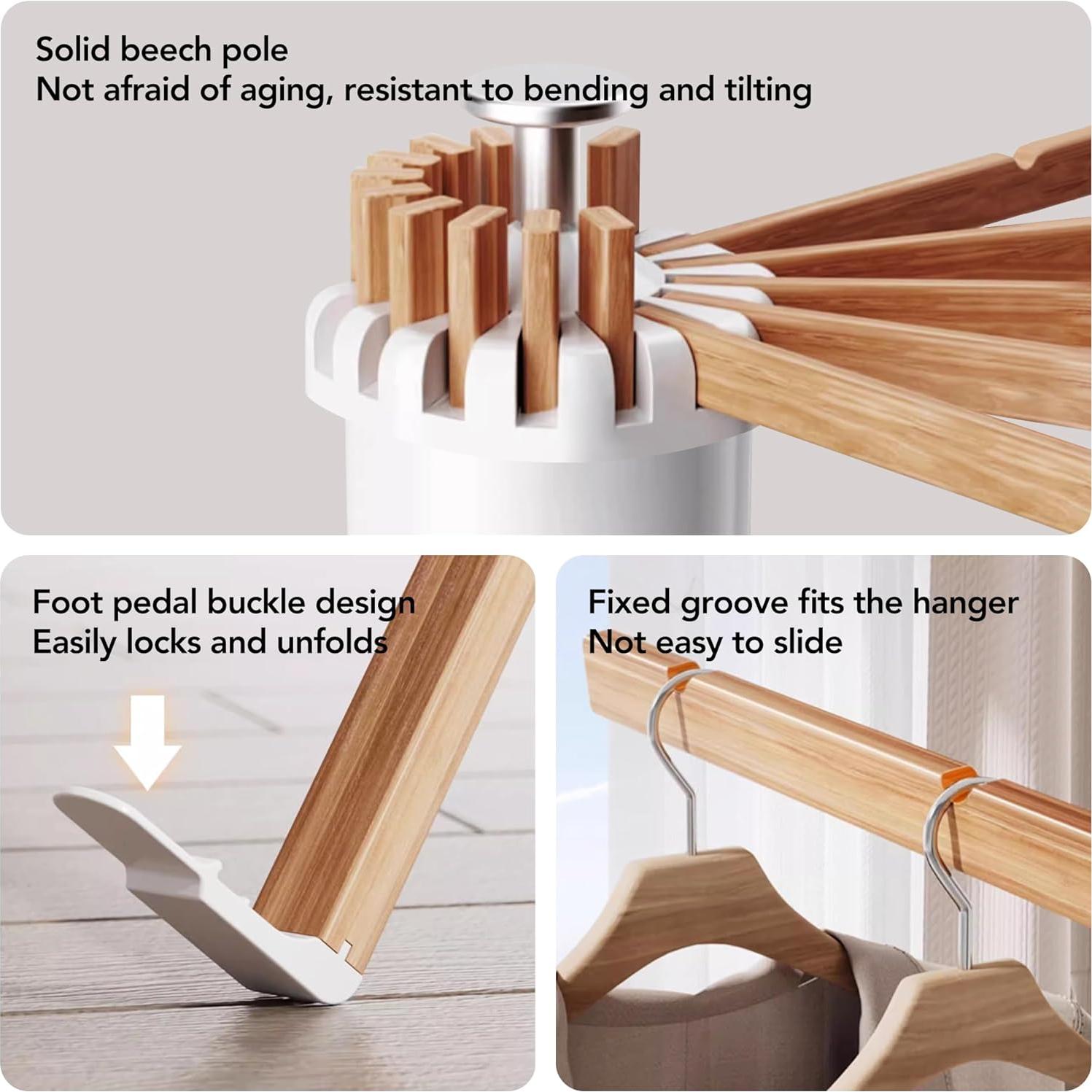 Soporte para Secar Ropa Plegable LIENAHU 16 Postes de Madera