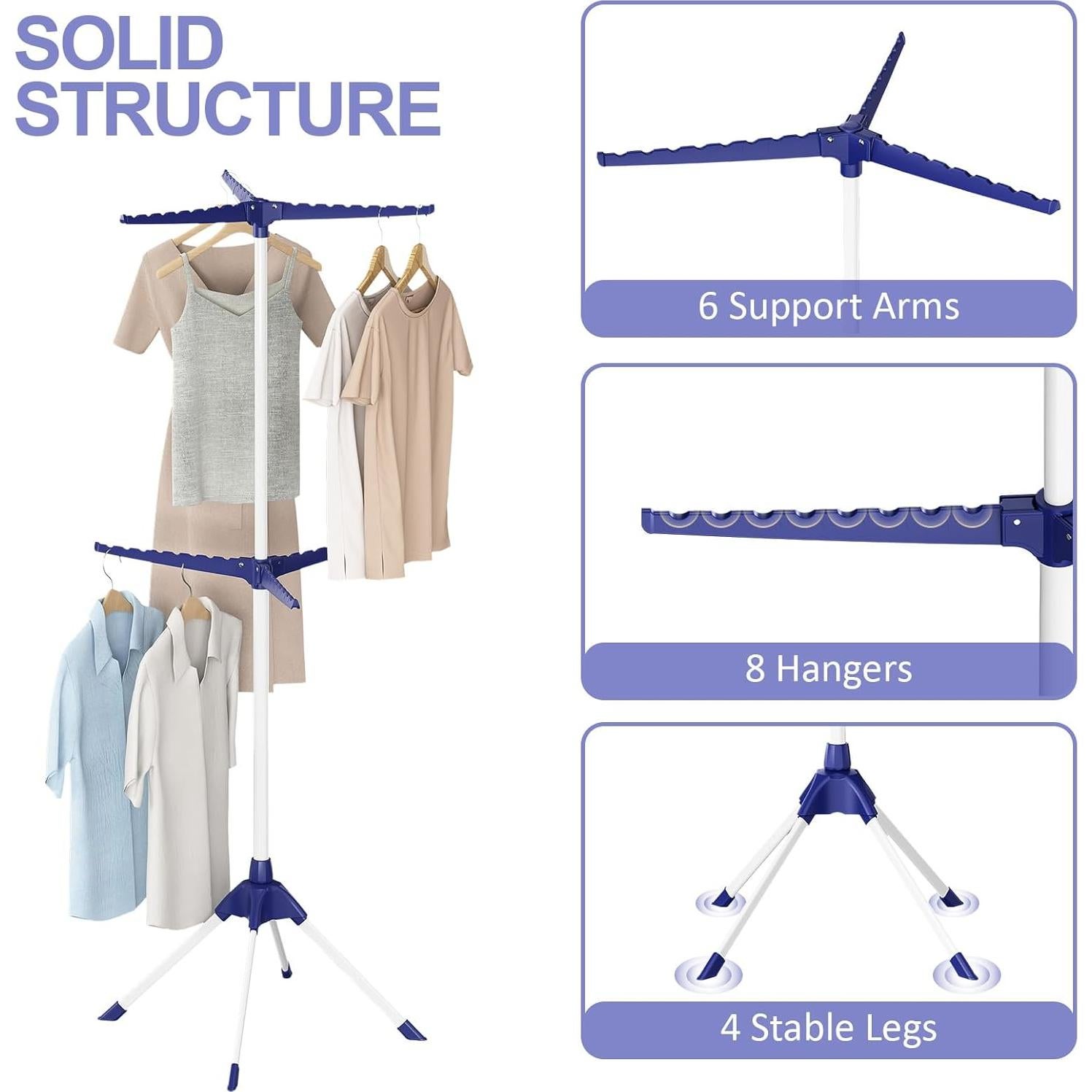 Perchero Plegable APEXCHASER 2 Niveles 48 Perchas Azul