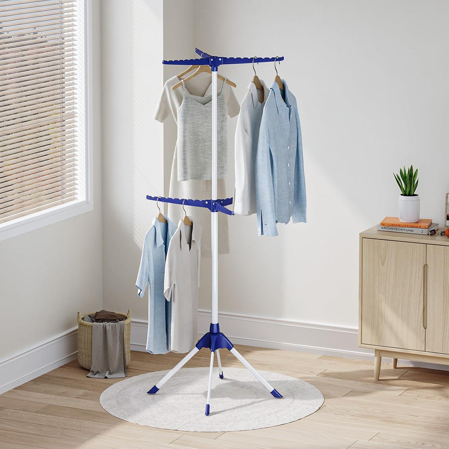 Perchero Plegable APEXCHASER 2 Niveles 48 Perchas Azul