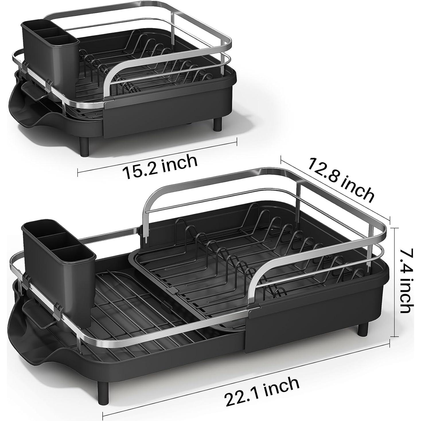 Escurridor de Platos Expandible SAYZH Negro - Organizador de Cocina