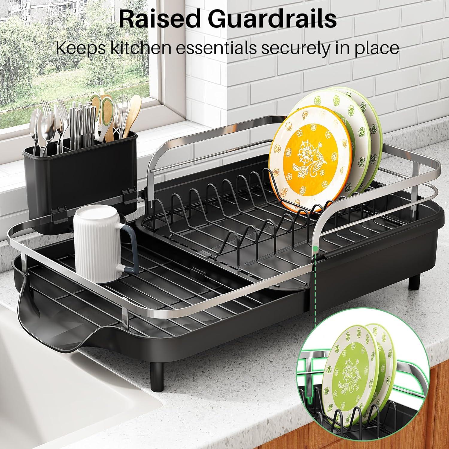 Escurridor de Platos Expandible SAYZH Negro - Organizador de Cocina