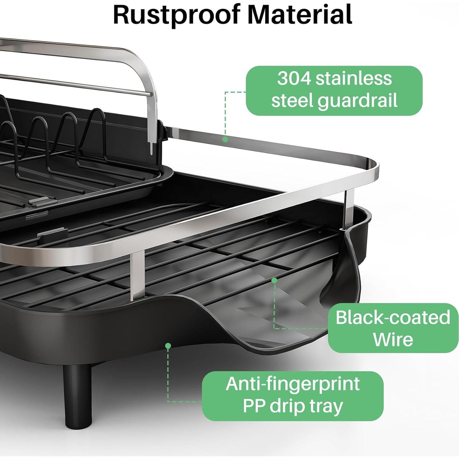 Escurridor de Platos Expandible SAYZH Negro - Organizador de Cocina