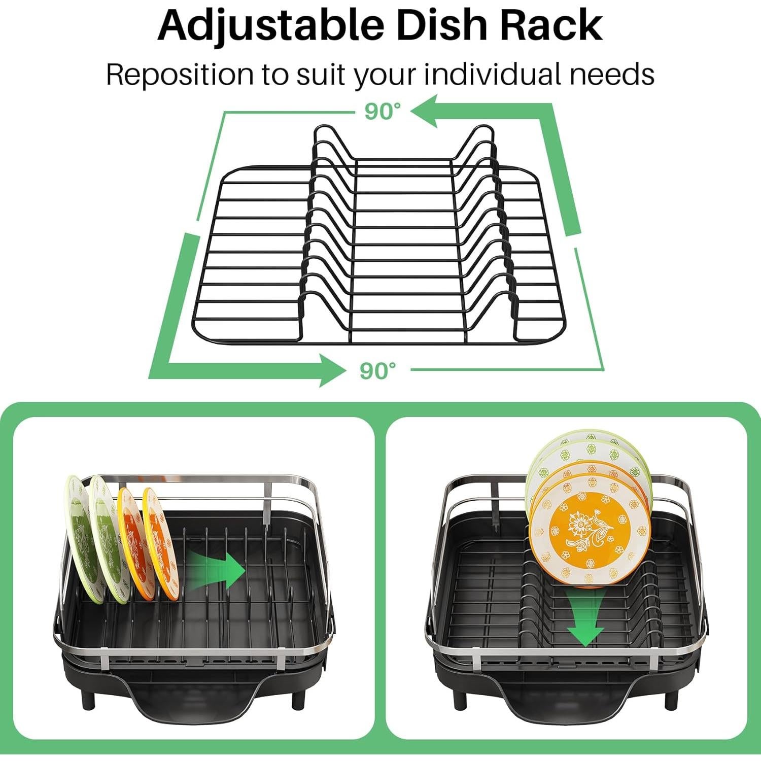 Escurridor de Platos Expandible SAYZH Negro - Organizador de Cocina