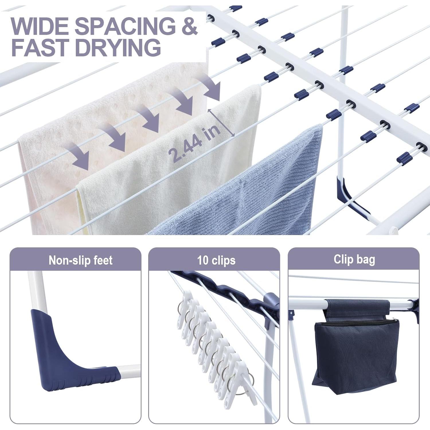 Estante para Secar Ropa APEXCHASER Plegable 160.5x63.5cm Blanco