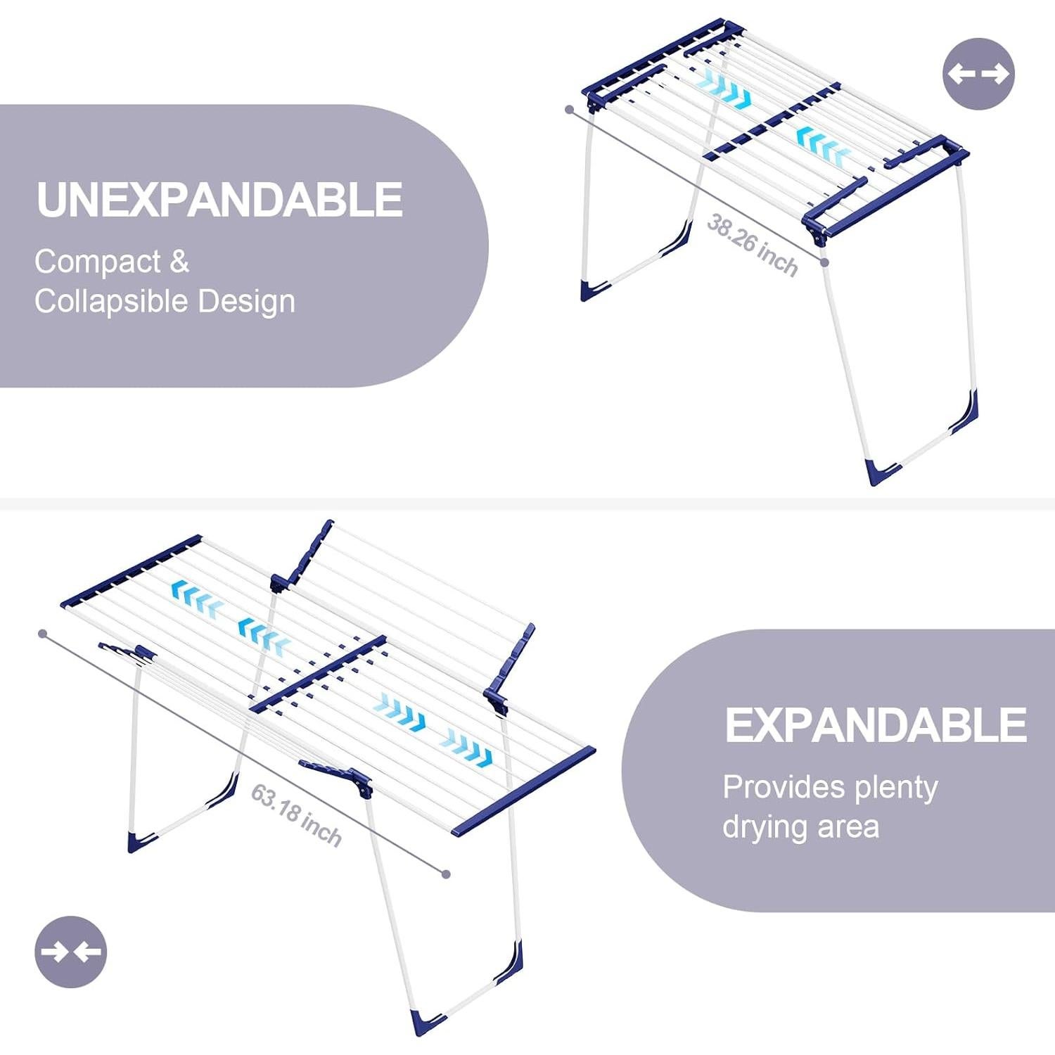 Estante para Secar Ropa APEXCHASER Plegable 160.5x63.5cm Blanco