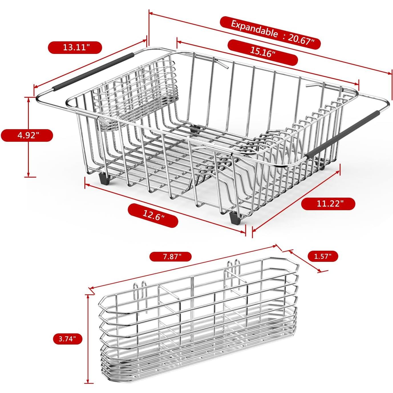 Escurridor de Platos JAQ Acero Inoxidable 304 Ajustable 38.5-52.2 cm