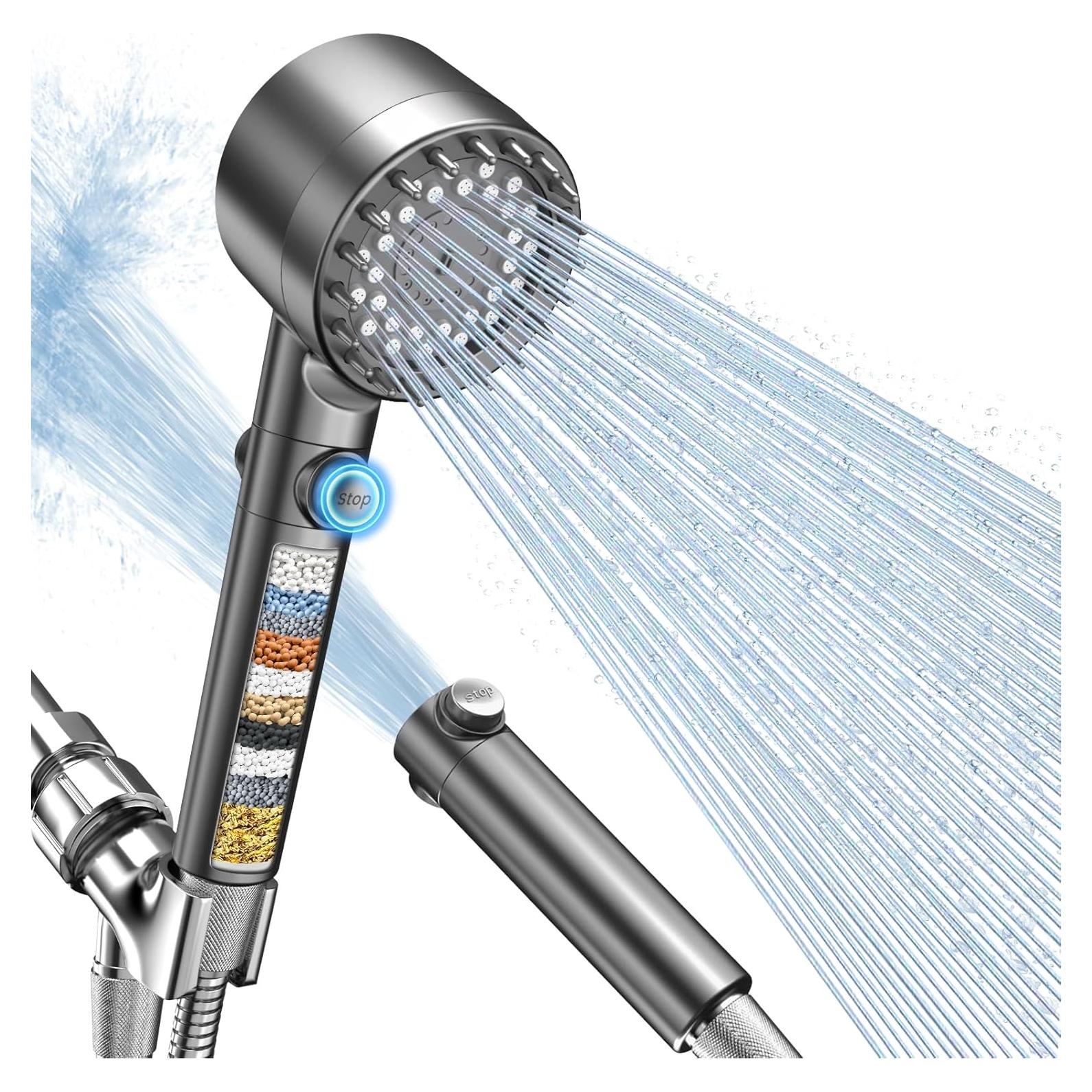Cabezal de Ducha Filtrado FEELSO Gris - Alta Presión 4 Modos