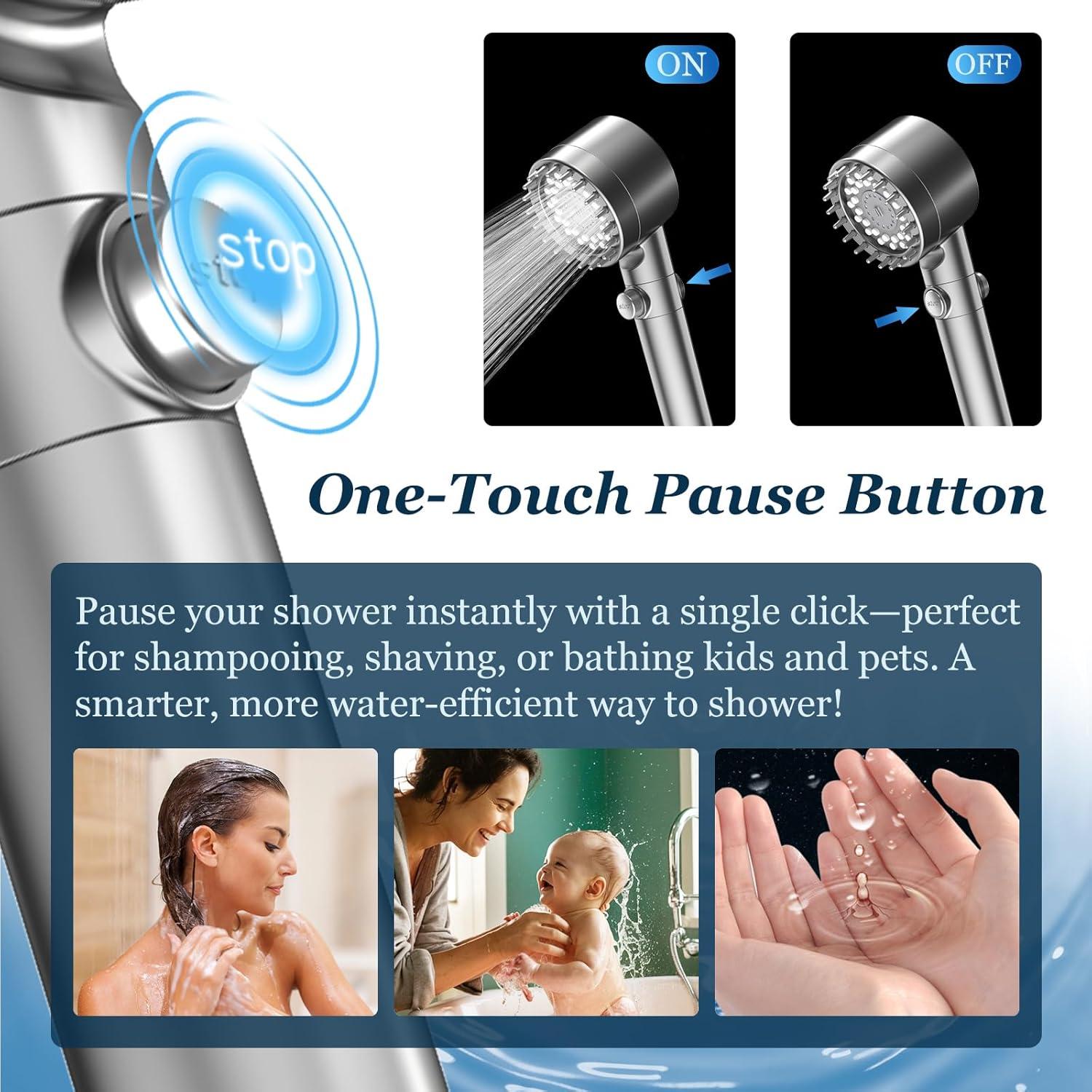 Cabezal de Ducha Filtrado FEELSO Gris - Alta Presión 4 Modos