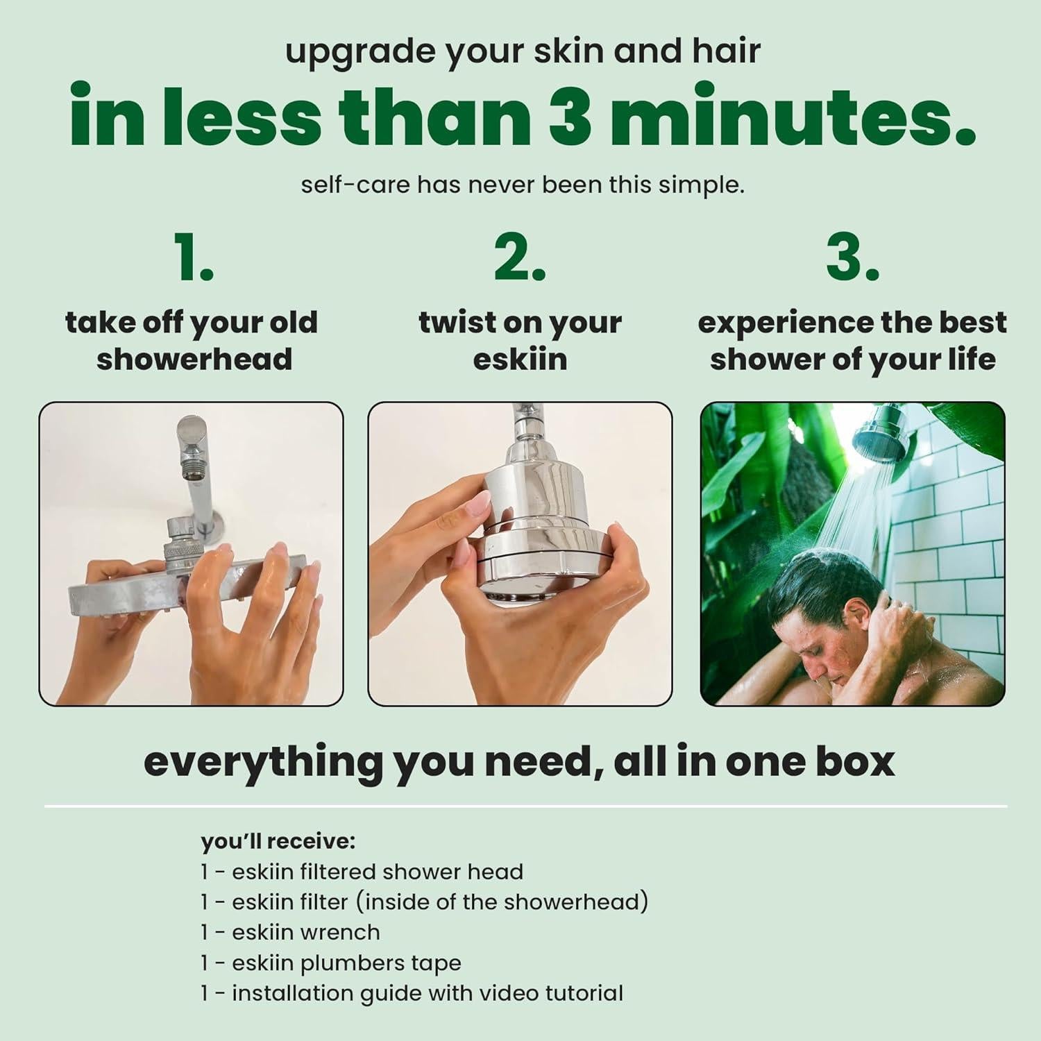 Cabezal de Ducha Filtrado Eskiin - Alta Presión, Cromo, 14x11.4cm