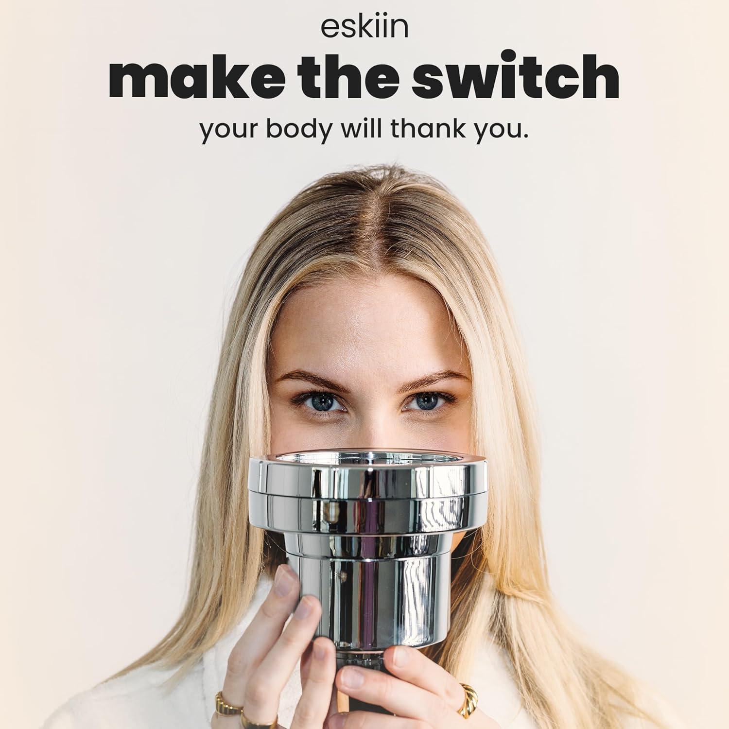 Cabezal de Ducha Filtrado Eskiin - Alta Presión, Cromo, 14x11.4cm