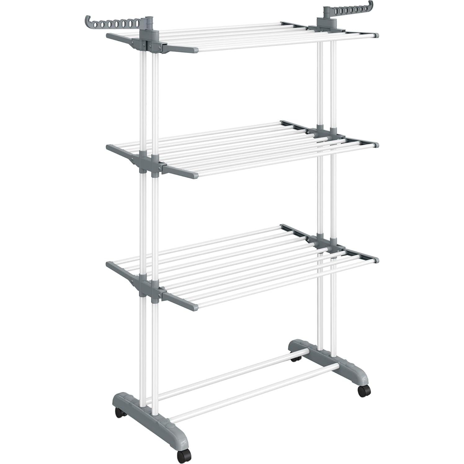 Estante Plegable para Secar Ropa SONGMICS 4 Niveles Blanco 173 cm