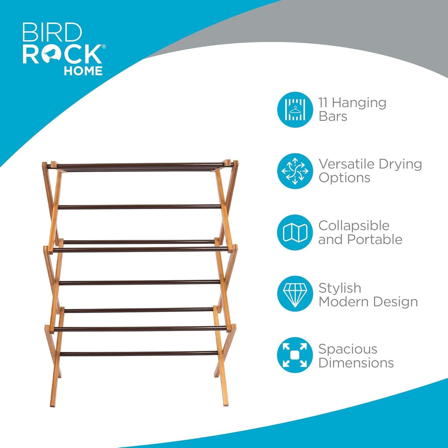 Estante Plegable de Secado 3 Niveles BirdRock Home Bambú Nogal