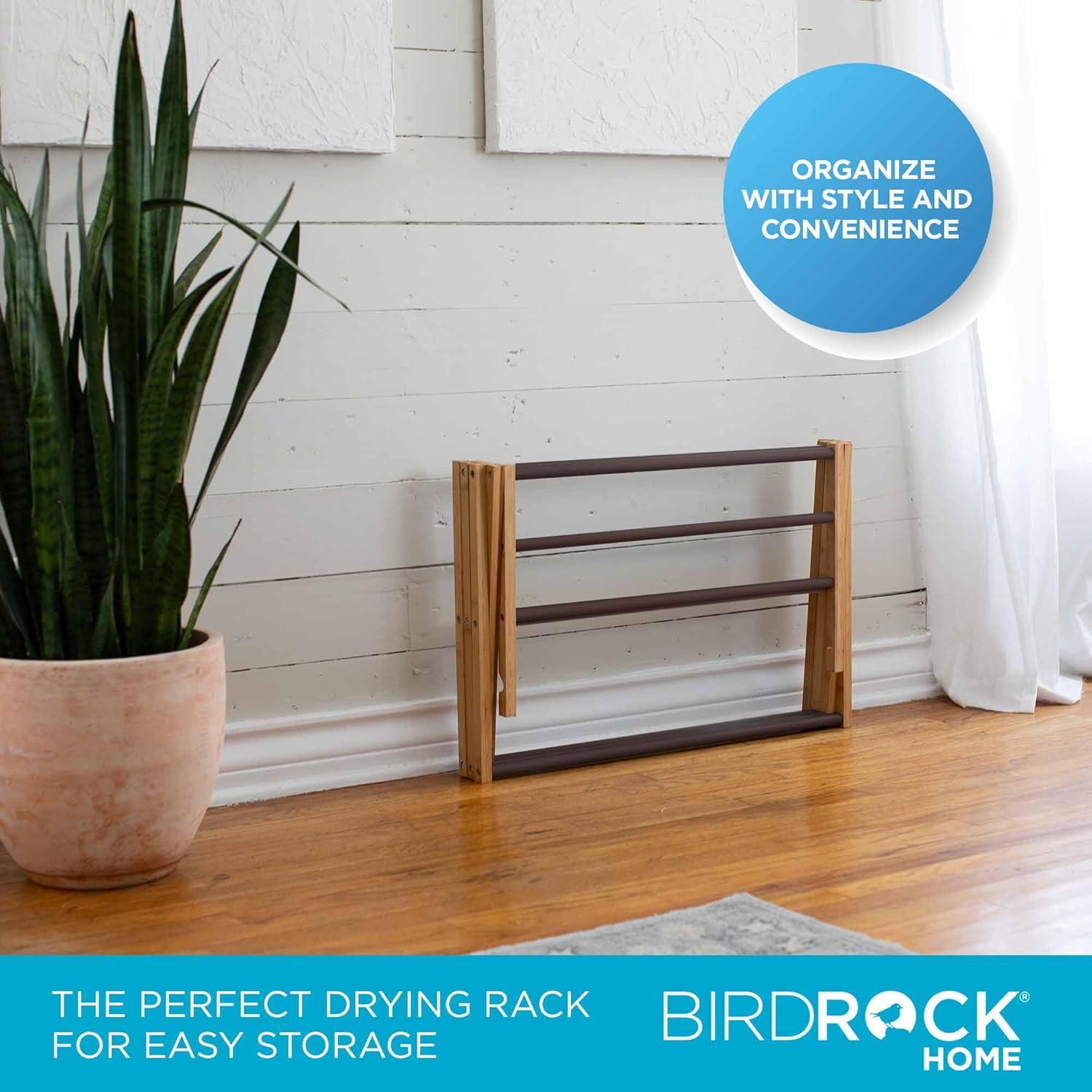 Estante Plegable de Secado 3 Niveles BirdRock Home Bambú Nogal