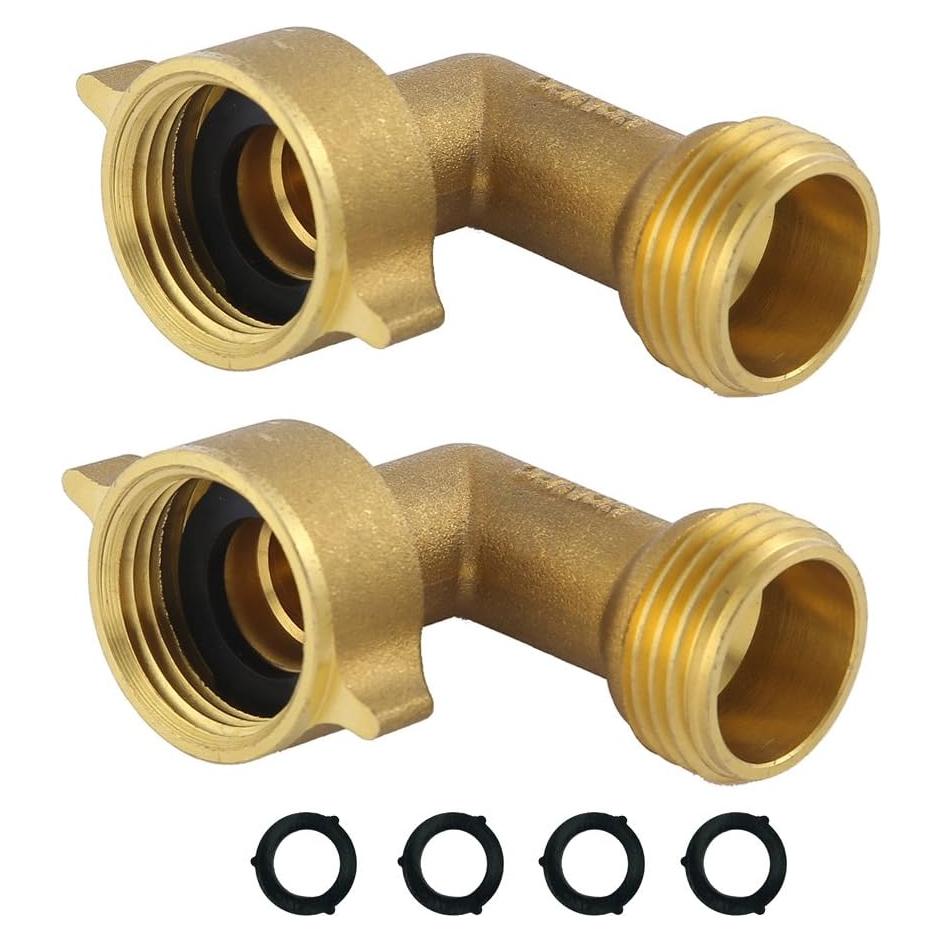 Codo de manguera de jardín HQMPC 90 grados latón 3/4" (2 piezas)