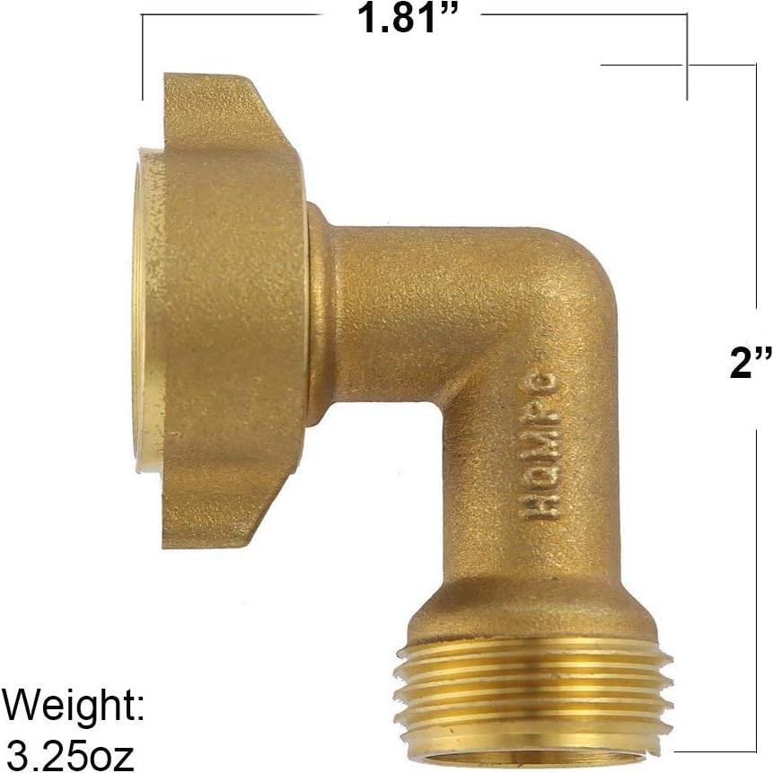 Codo de manguera de jardín HQMPC 90 grados latón 3/4" (2 piezas)