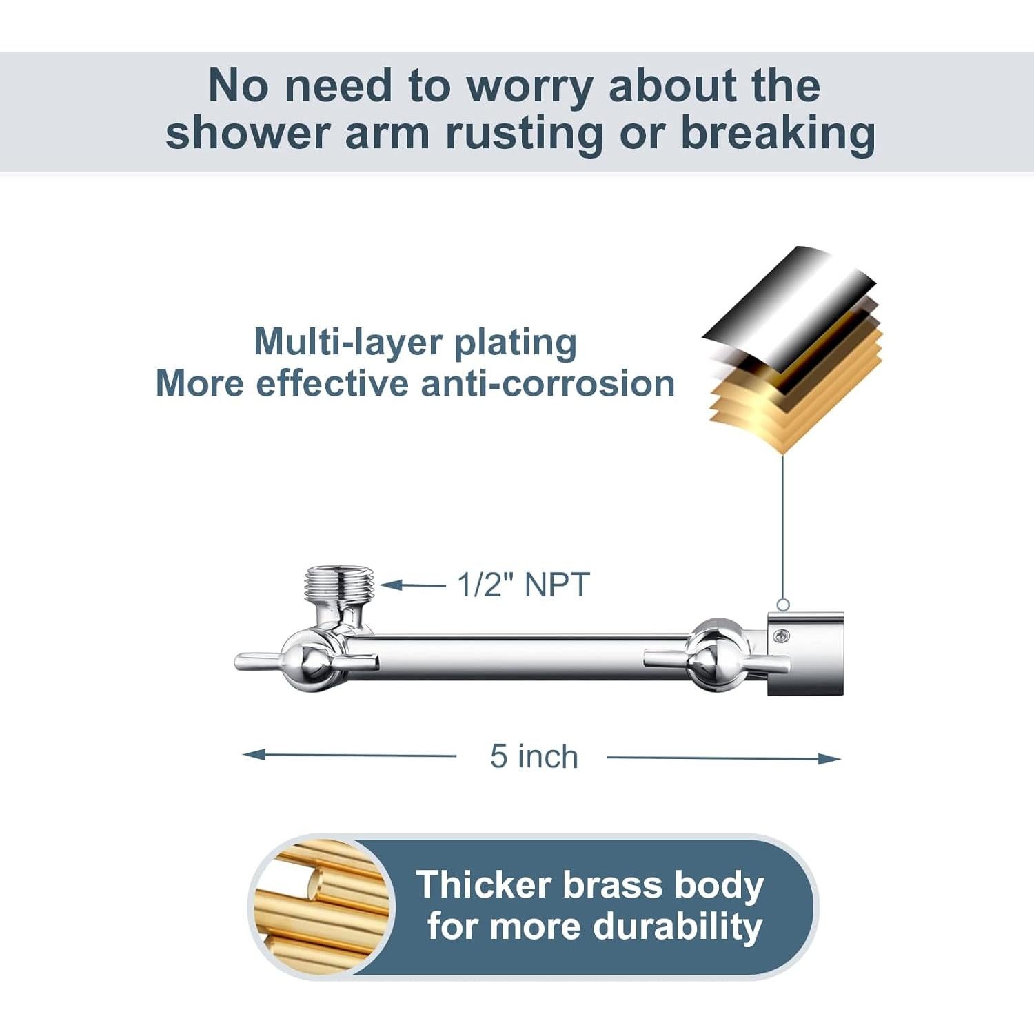 Extensor de Brazo de Ducha BRIGHT SHOWERS 12.7 cm Cromo Ajustable