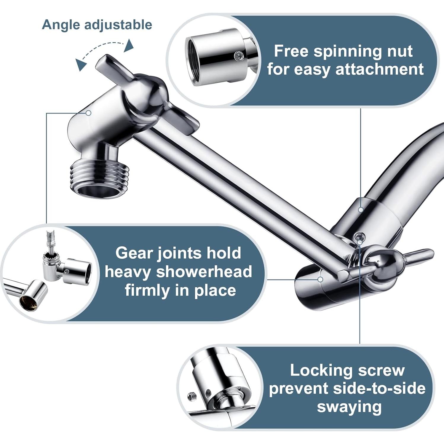 Extensor de Brazo de Ducha BRIGHT SHOWERS 12.7 cm Cromo Ajustable