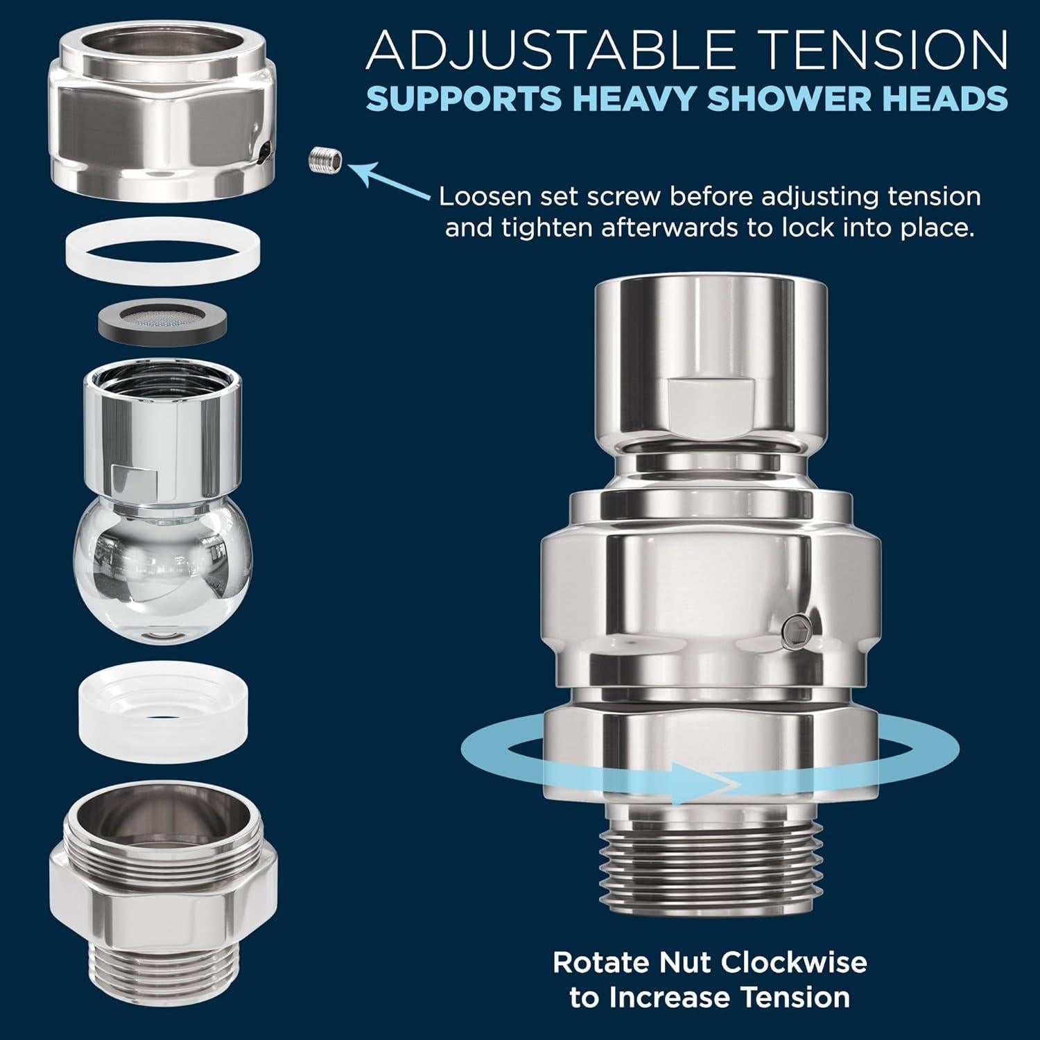 Adaptador giratorio de ducha HammerHead Showers, cromo
