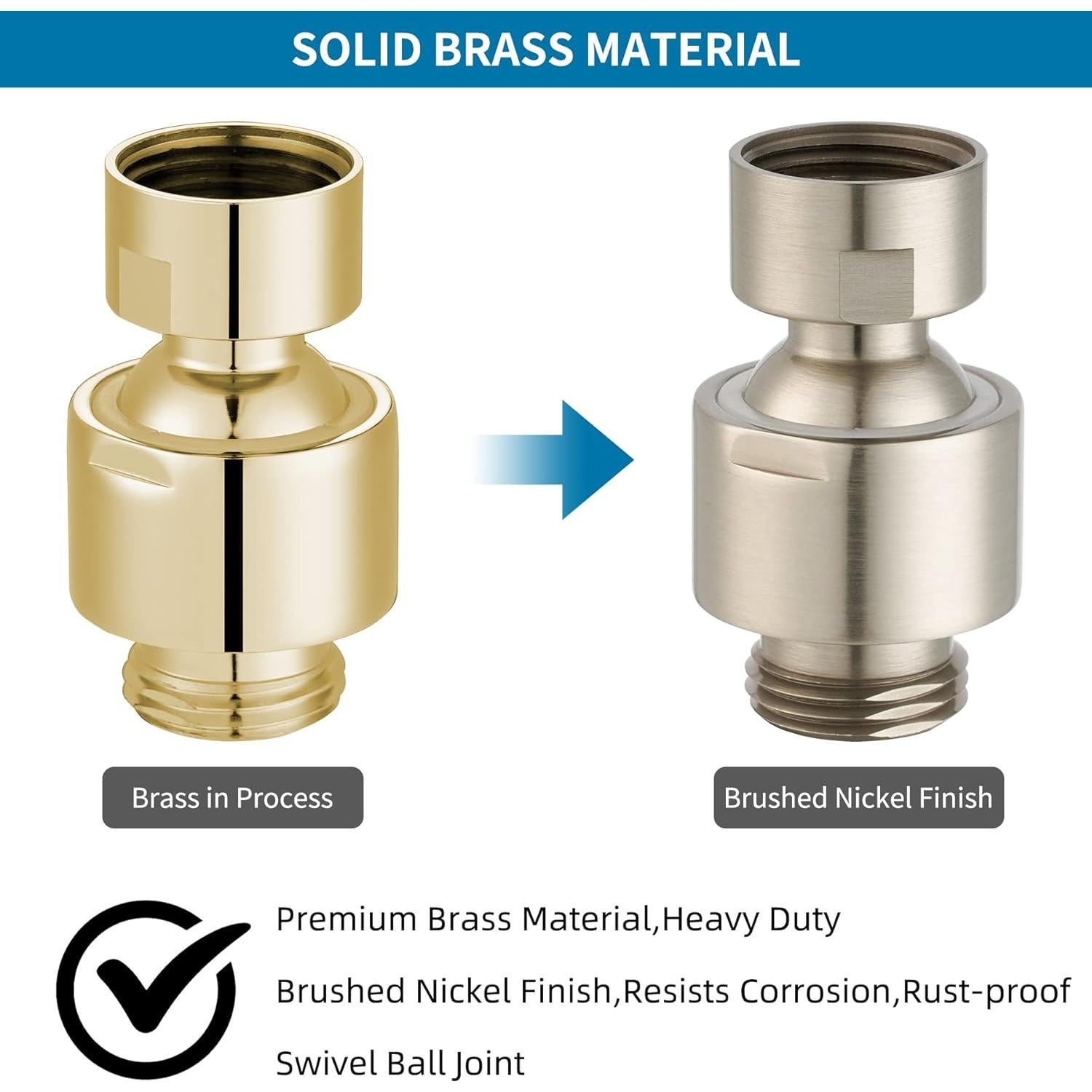Adaptador de Cabezal de Ducha Hibbent de Latón con Junta Esférica