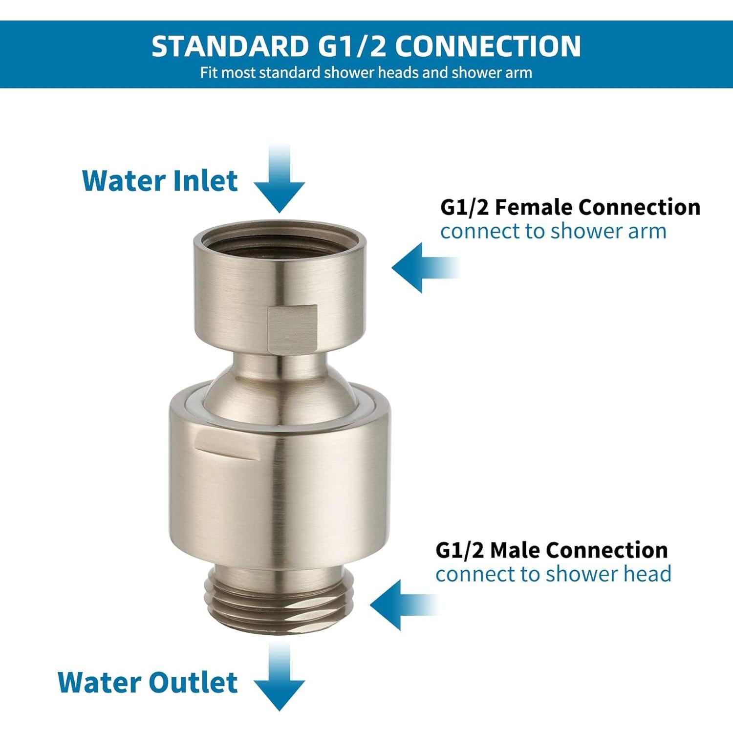 Adaptador de Cabezal de Ducha Hibbent de Latón con Junta Esférica