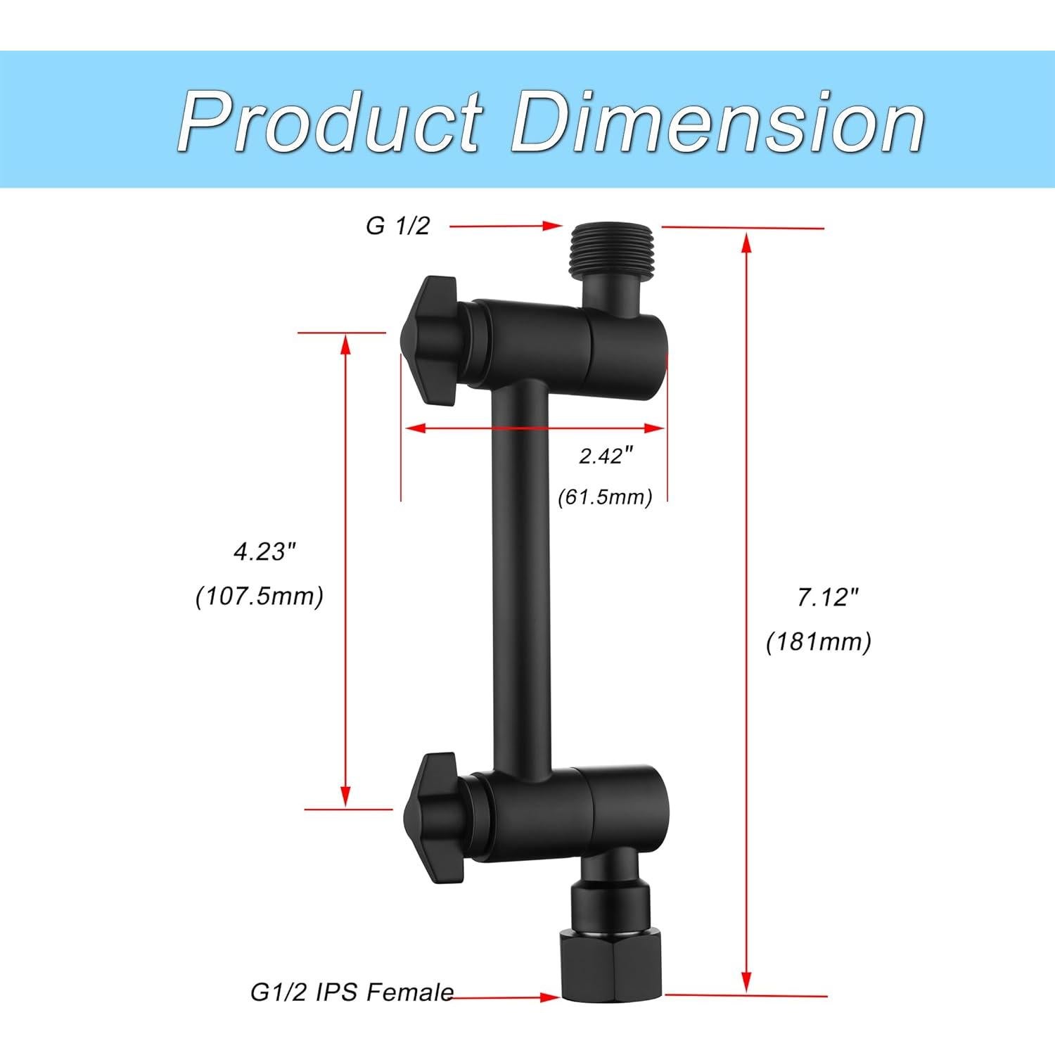 Brazo de extensión de ducha Senhozi 10 cm negro mate latón