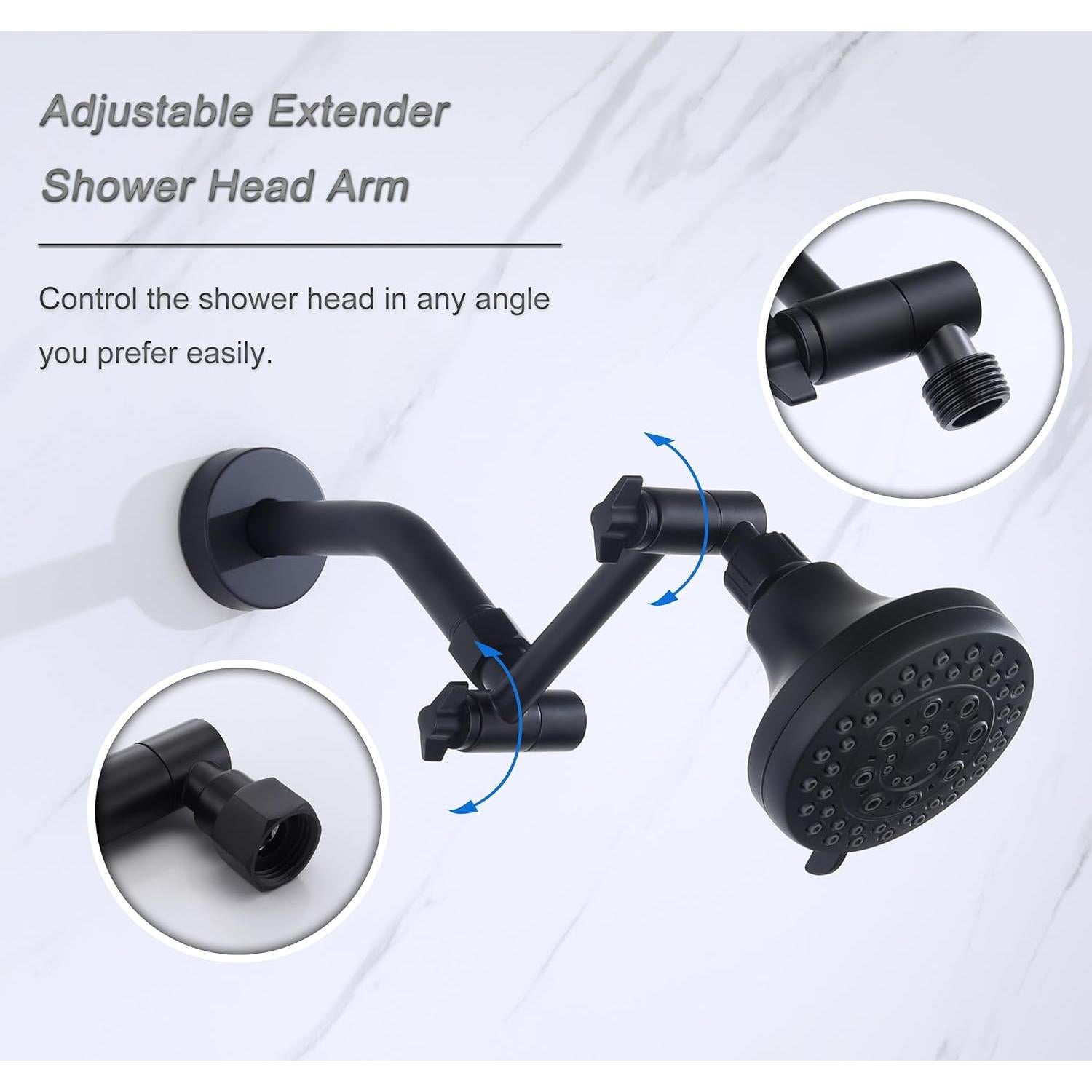 Brazo de extensión de ducha Senhozi 10 cm negro mate latón