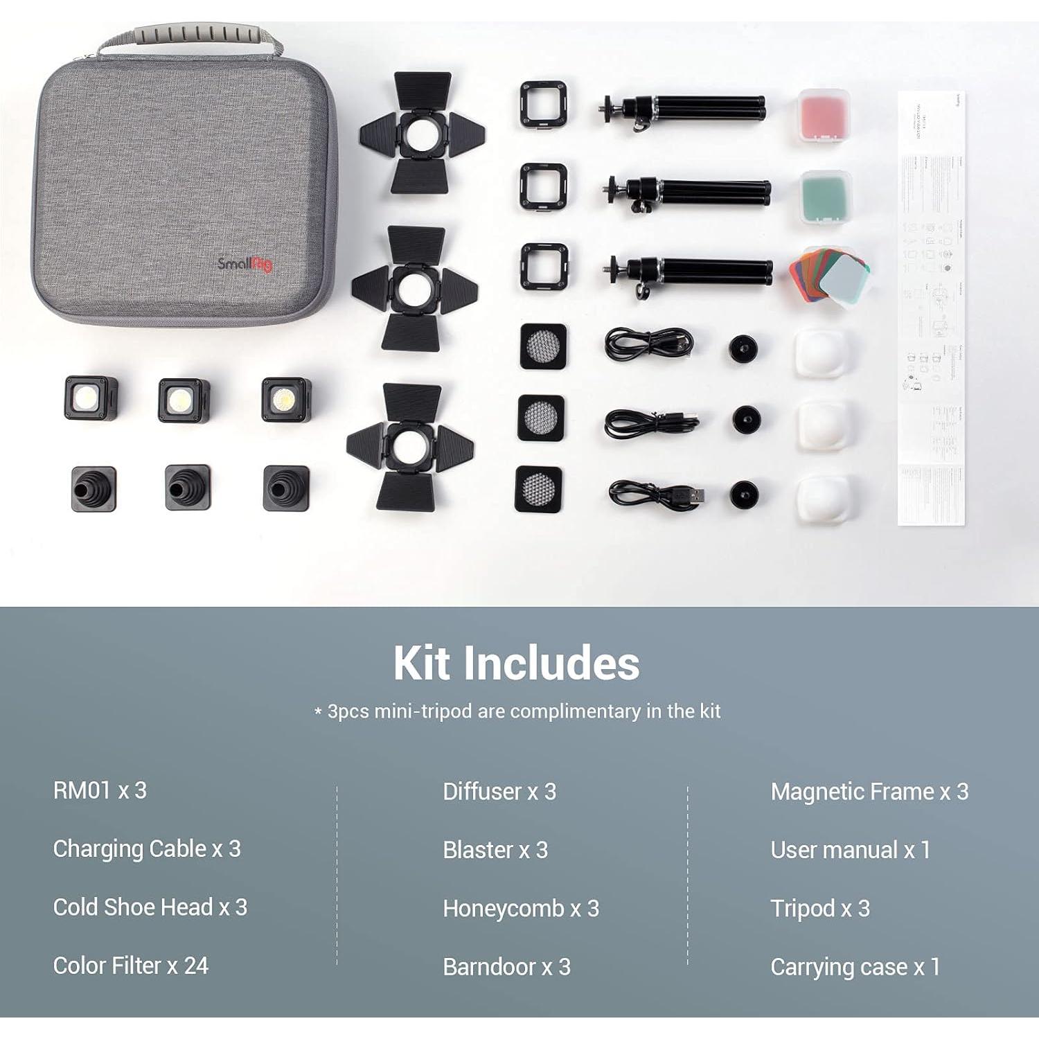 Kit de Iluminación LED Mini SmallRig RM01 3 Piezas 5600K